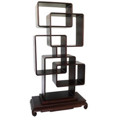 Chinese Asymmetrical Zitan Wood Collector's Shelf/Room Divider 