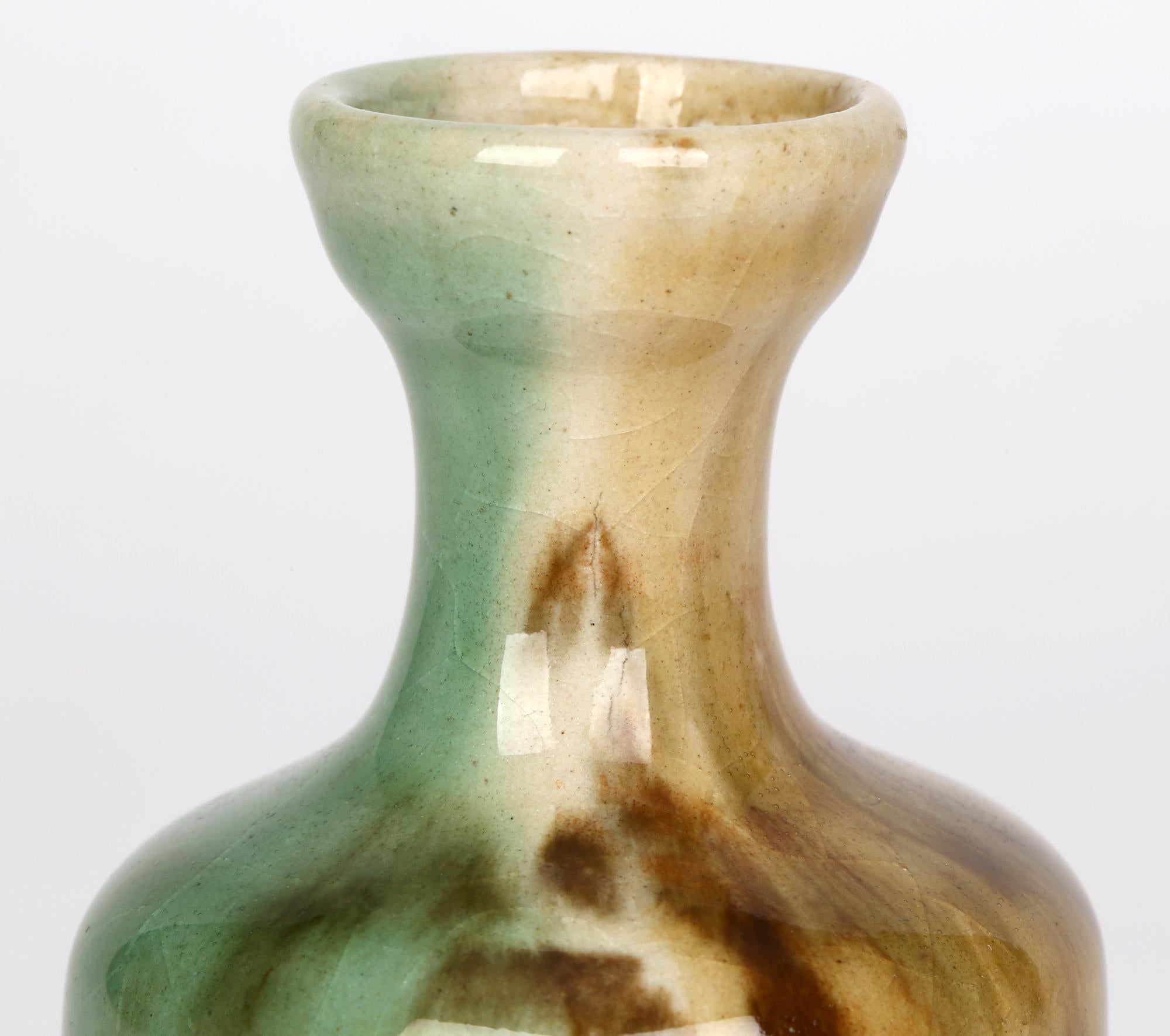20th Century Chinese Attributed Miniature Hand Painted Streak Glazed Pottery Vase   For Sale