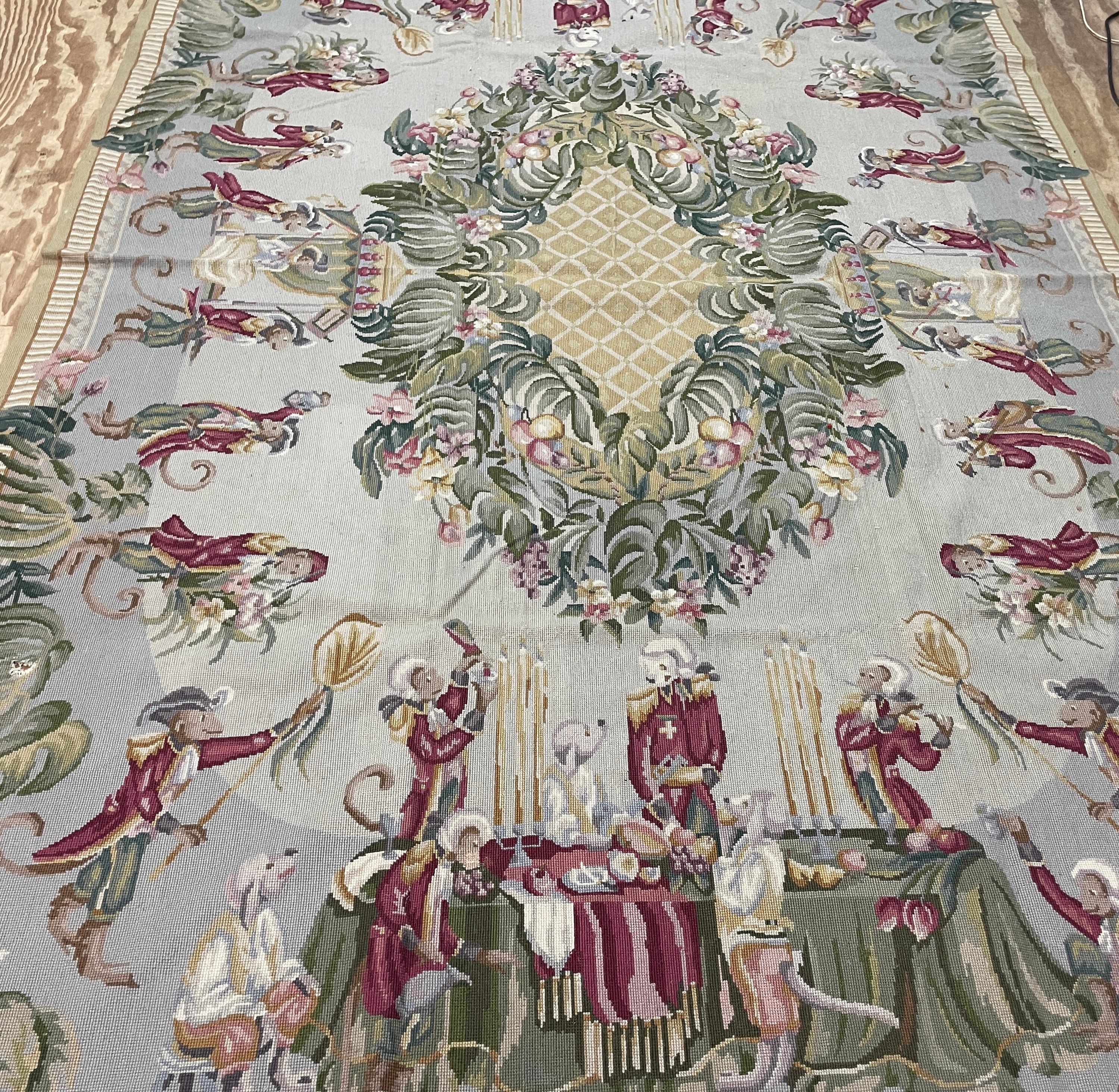 Wool Chinese Aubusson Needlepoint Carpet For Sale