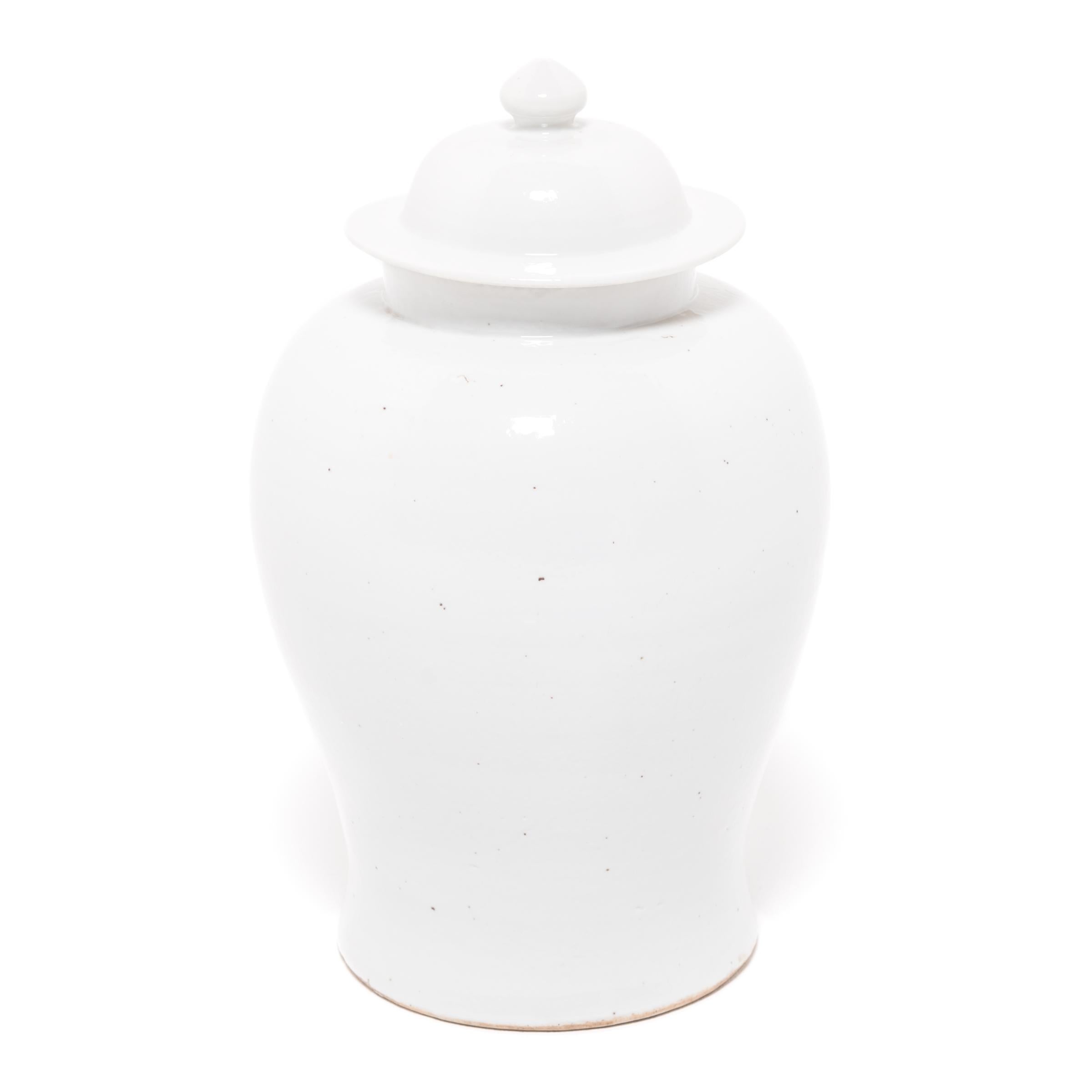 Glazed Chinese Bai Baluster Jar For Sale
