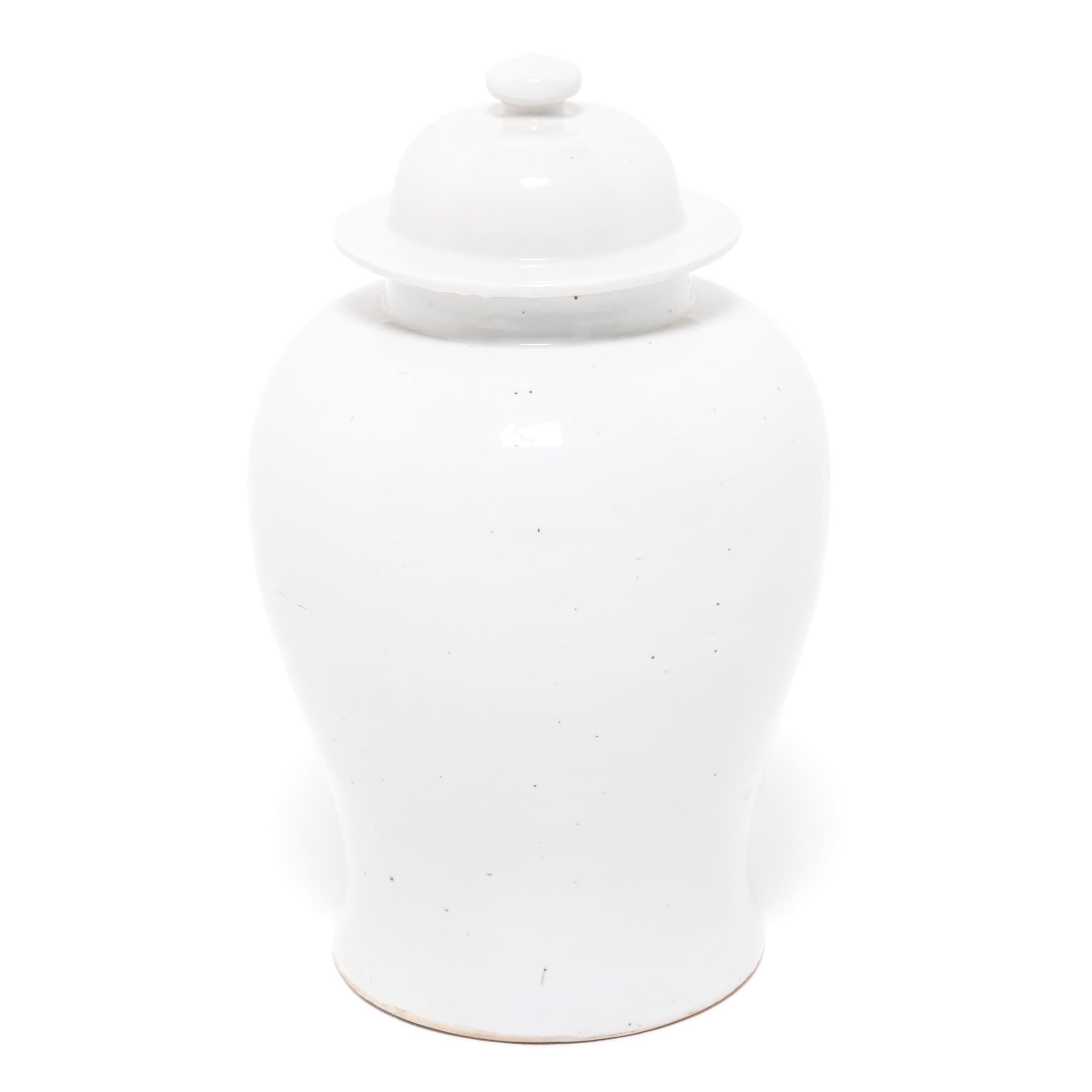 Glazed Chinese Bai Baluster Jar For Sale