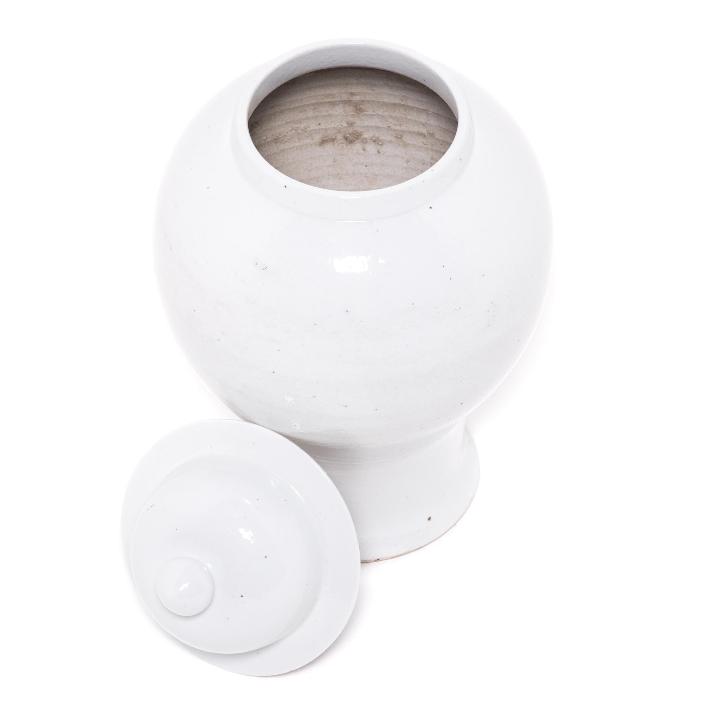 Contemporary Chinese White Glazed Ginger Jar For Sale
