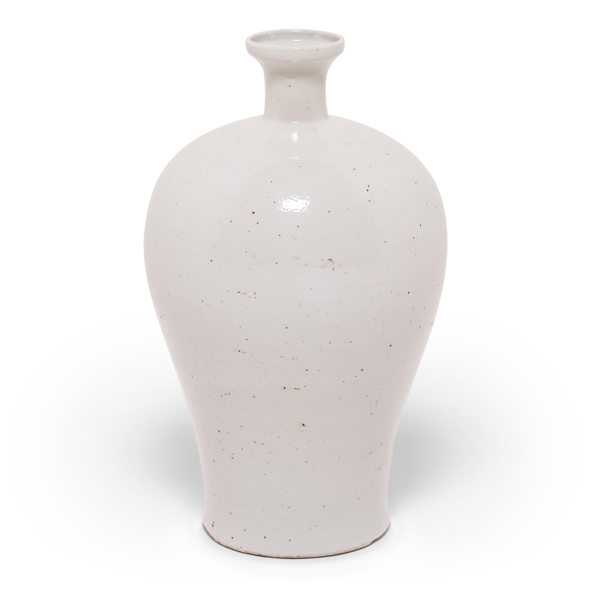 Glazed Chinese Bai White Meiping Vase