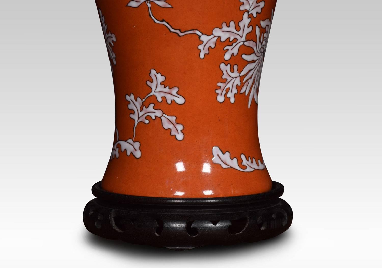 20th Century Chinese Baluster Form Porcelain Lamp