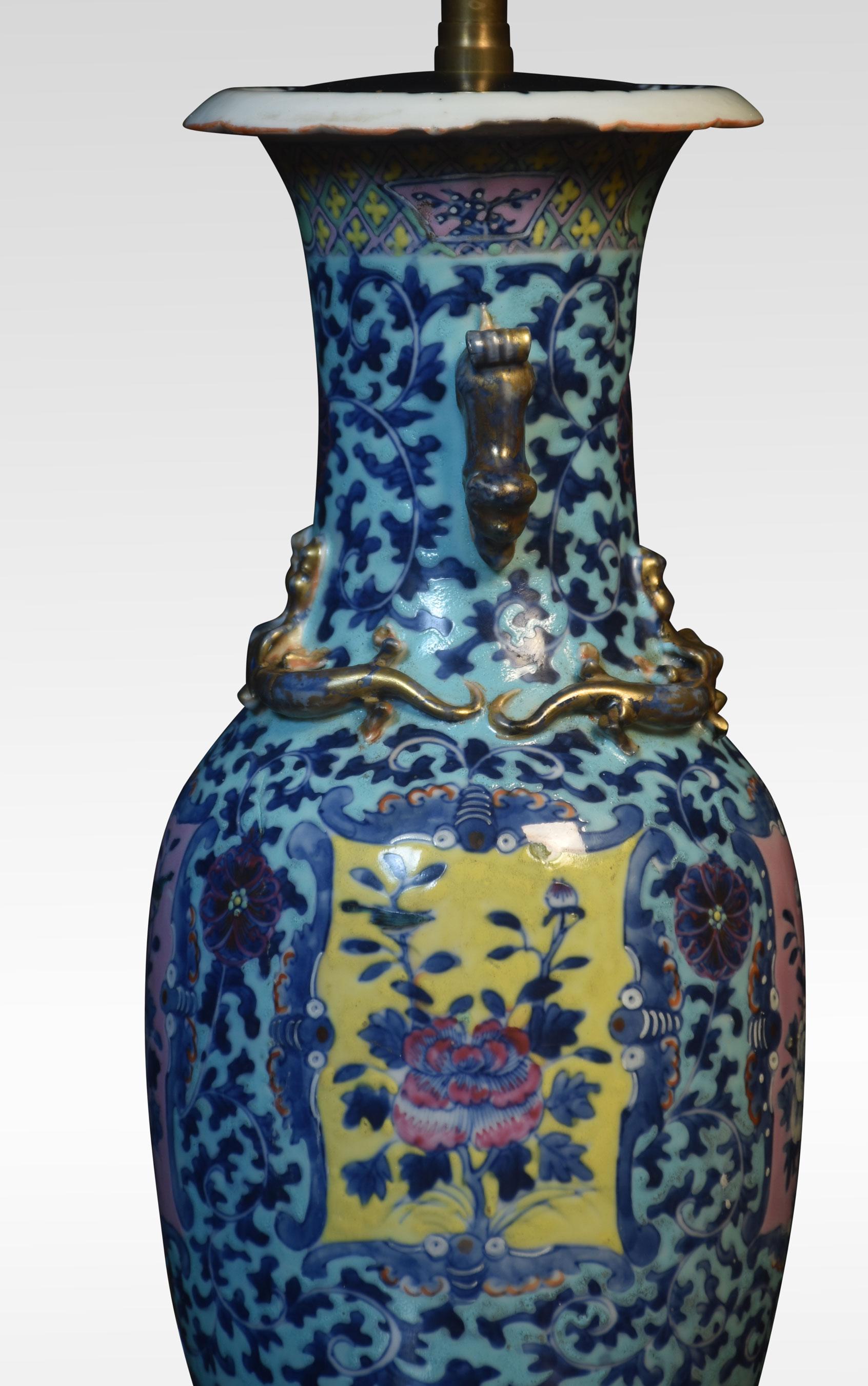 British Chinese Baluster Vase Lamp For Sale