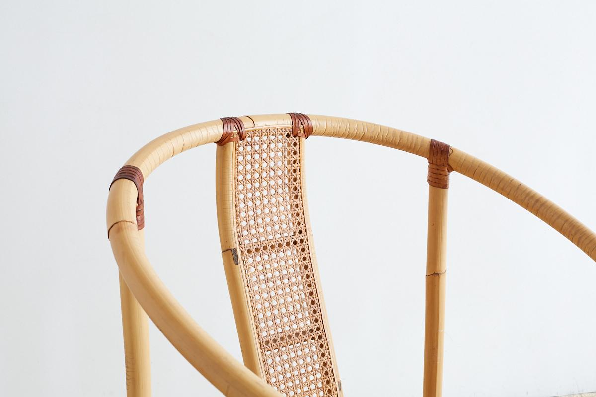 Chinese Bamboo and Cane Horseshoe Armchair 3