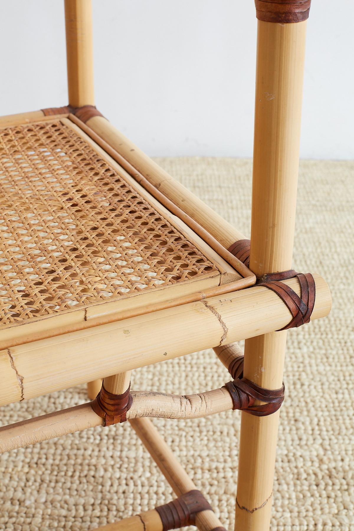 Rattan Chinese Bamboo and Cane Horseshoe Armchair