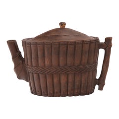 Chinese Bamboo Barrel-Form Teapot, c. 1900