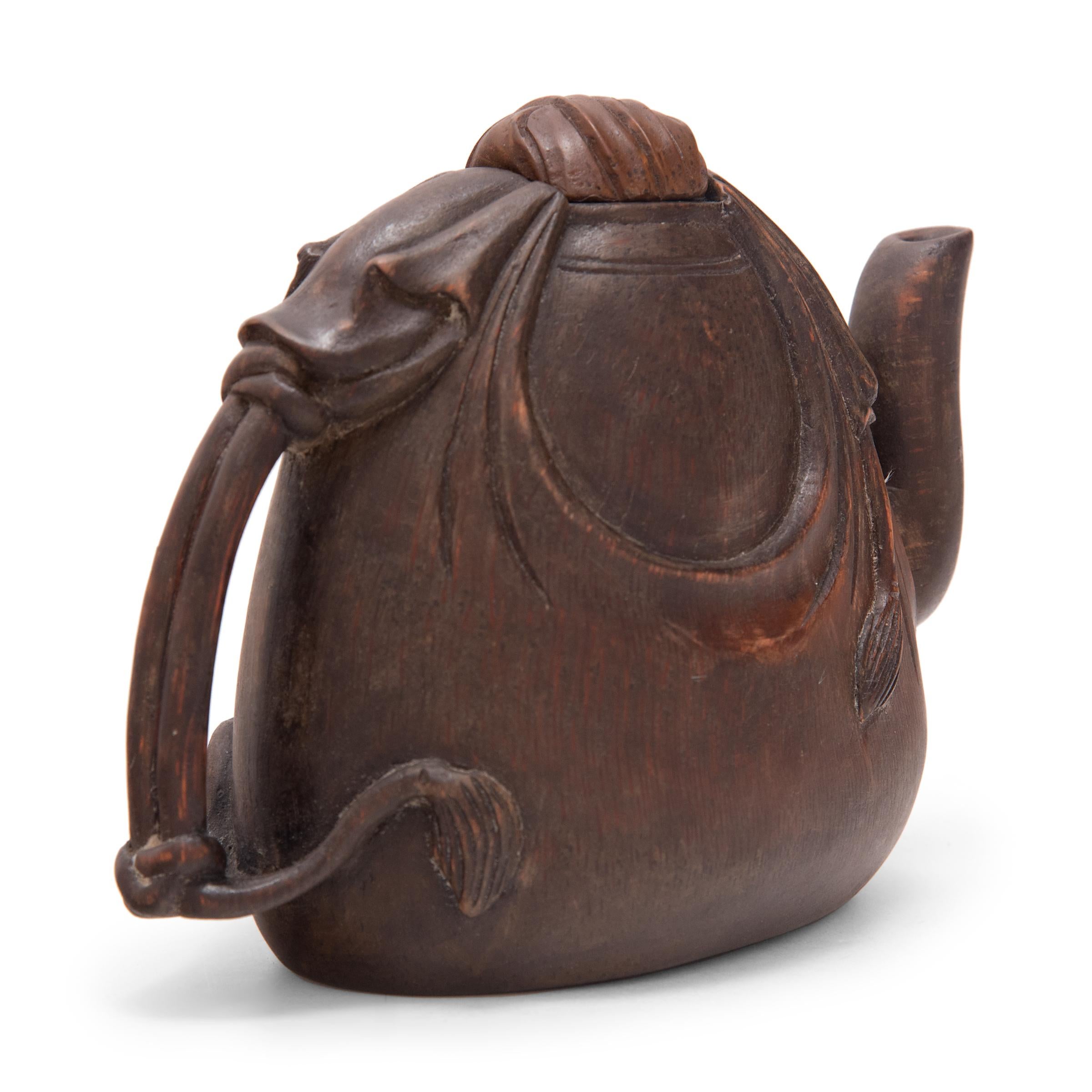 Chinesische Teekanne aus Bambustuch, um 1900 (Qing-Dynastie) im Angebot