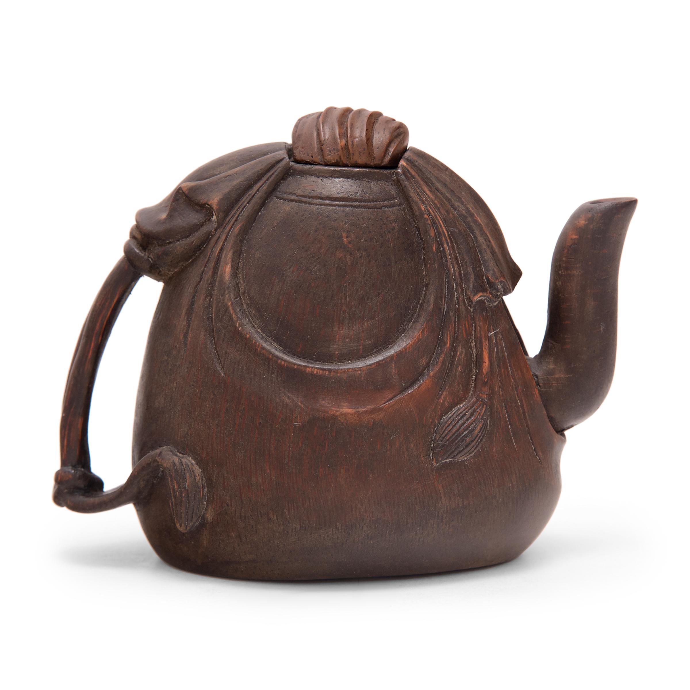 Carved Chinese Bamboo Cloth Teapot, c. 1900 For Sale