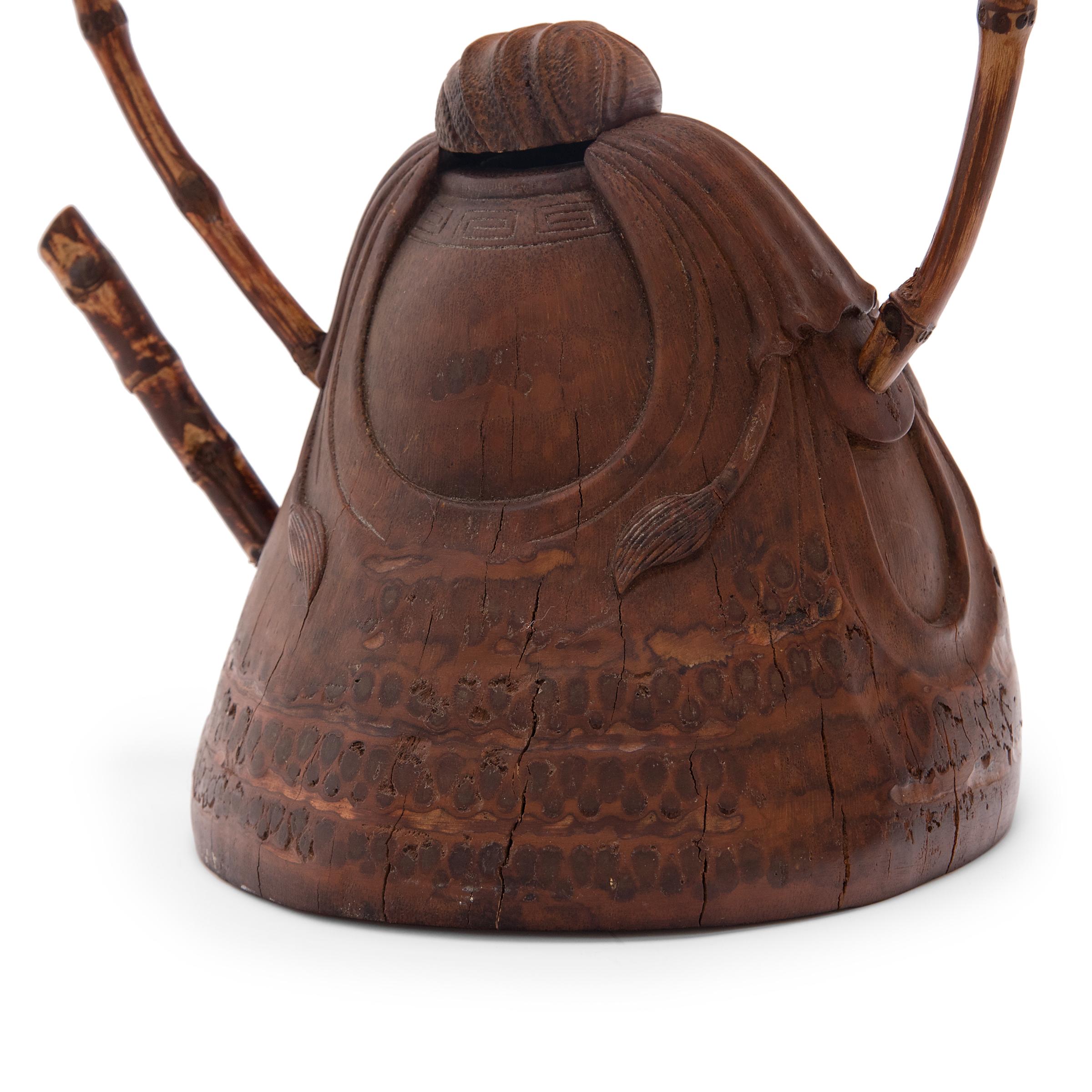 Chinese Bamboo Cloth Teapot with Arched Handle, c. 1900 For Sale 1
