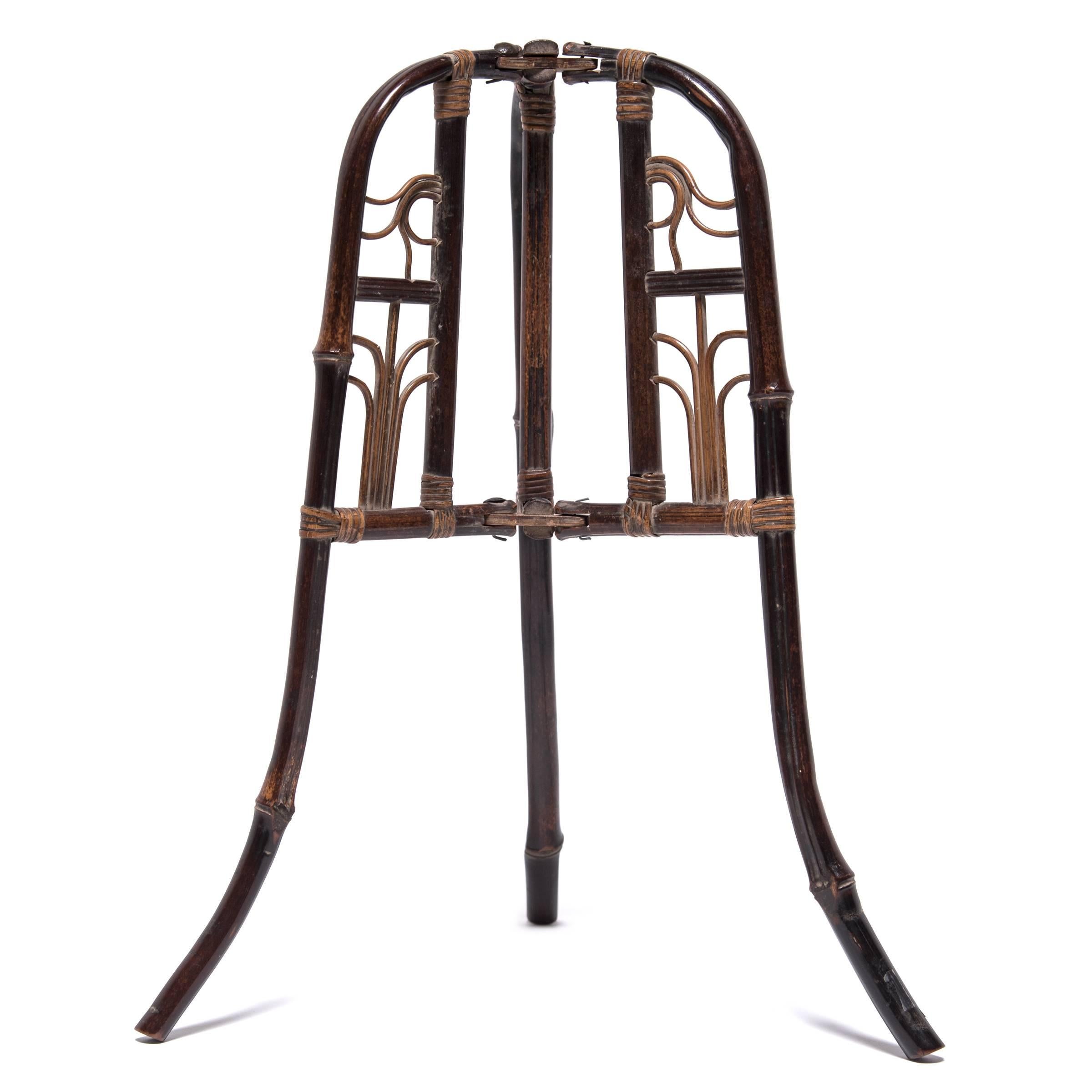 Qing Chinese Bamboo Folding Hat Stand, circa 1850 For Sale