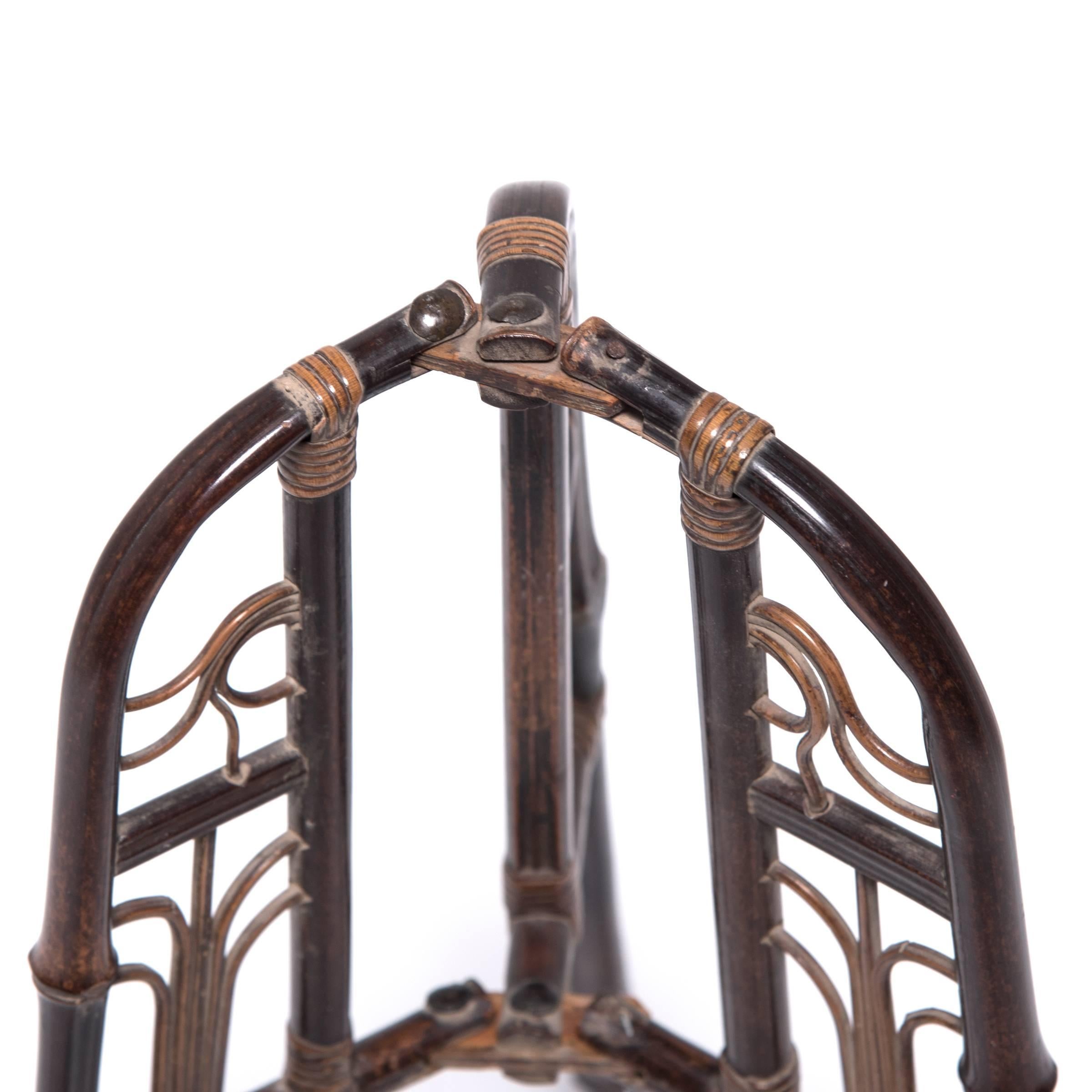 Chinese Bamboo Folding Hat Stand, circa 1850 For Sale 1