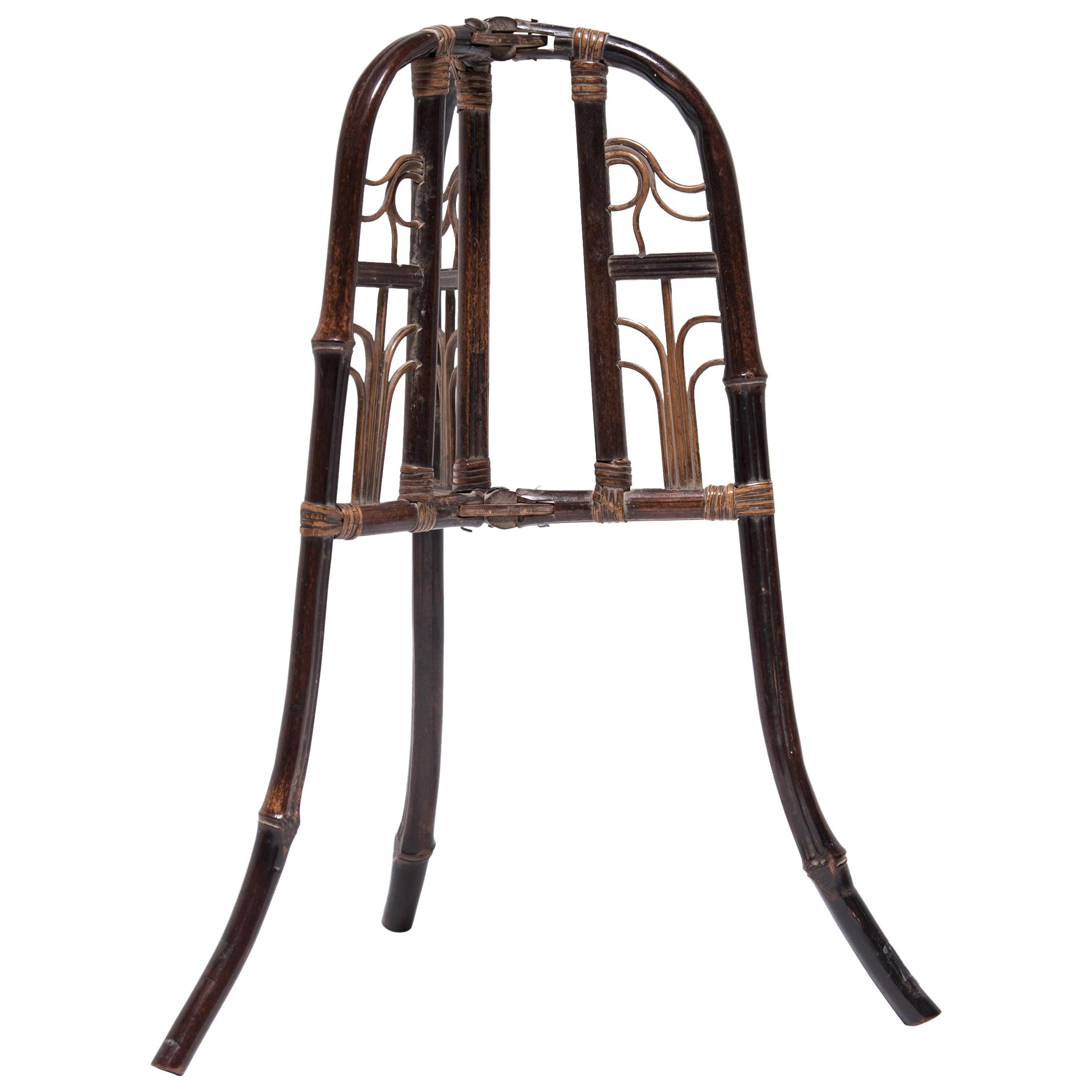 Chinese Bamboo Folding Hat Stand, circa 1850 For Sale