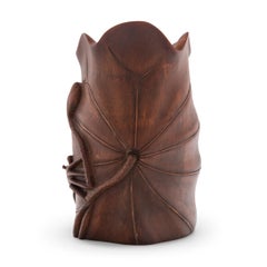 Chinese Bamboo Lotus Leaf Brush Pot, c. 1900