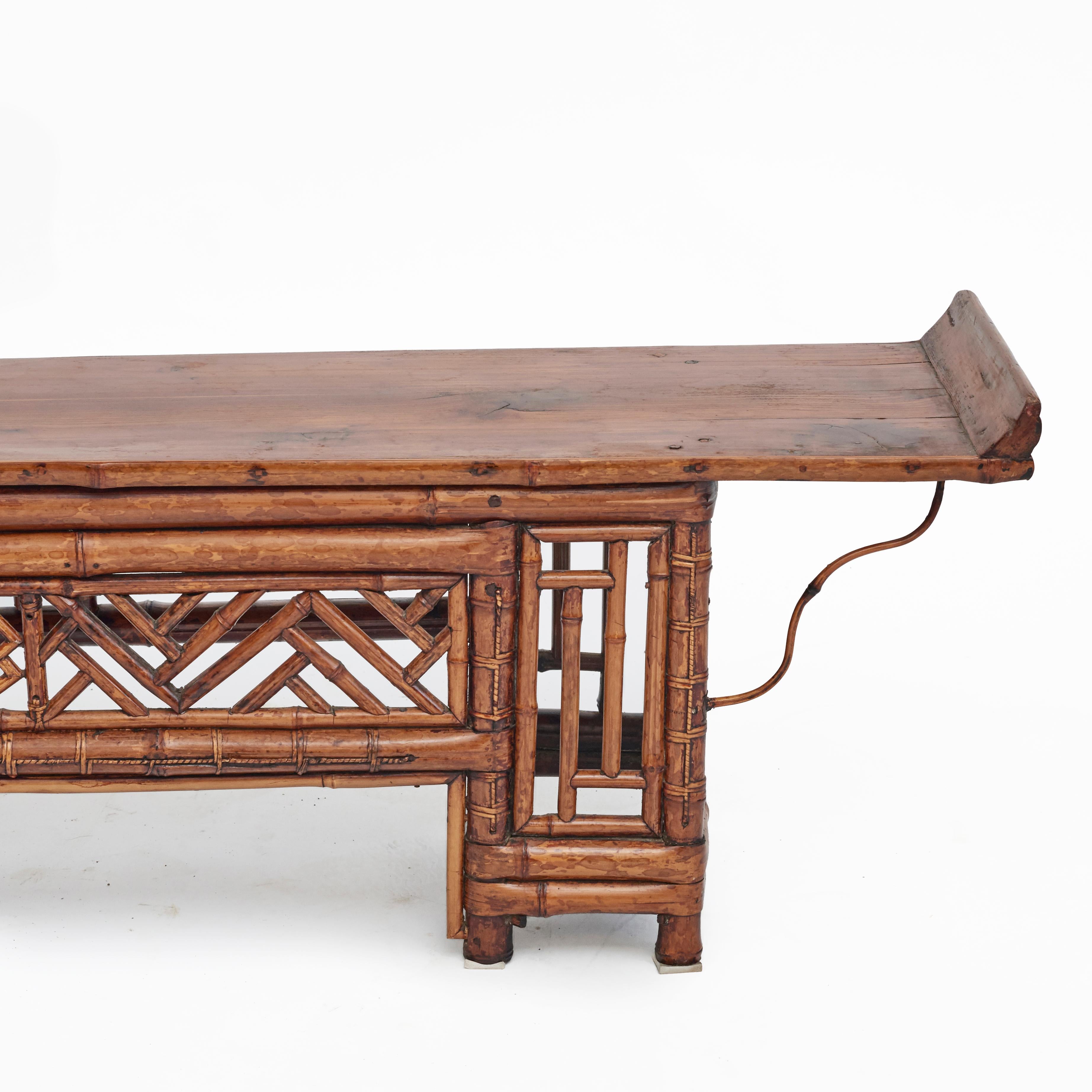 Chinese Bamboo Low Console Table 1