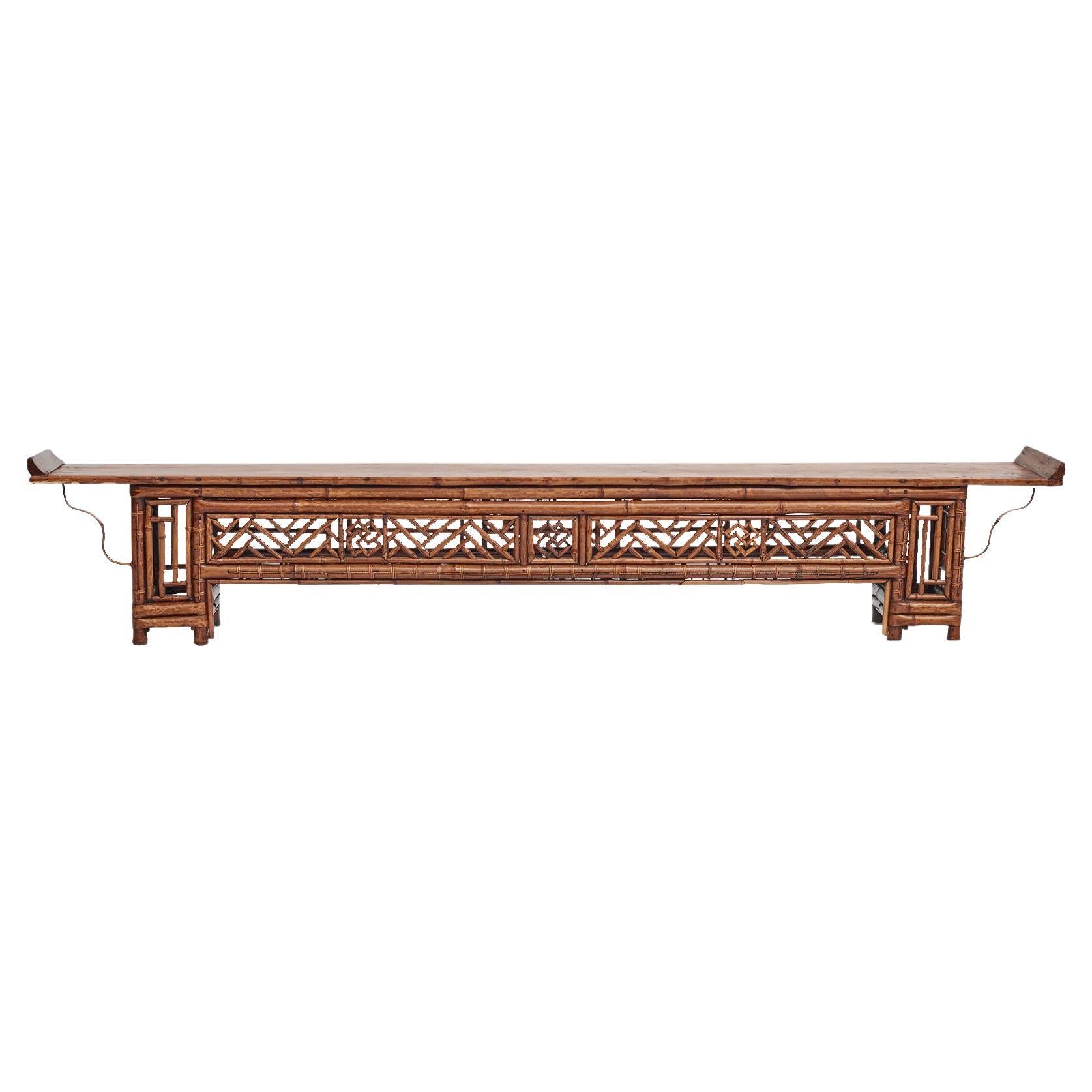 Chinese Bamboo Low Console Table