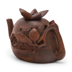 Chinese Bamboo Pomegranate Teapot, c. 1900