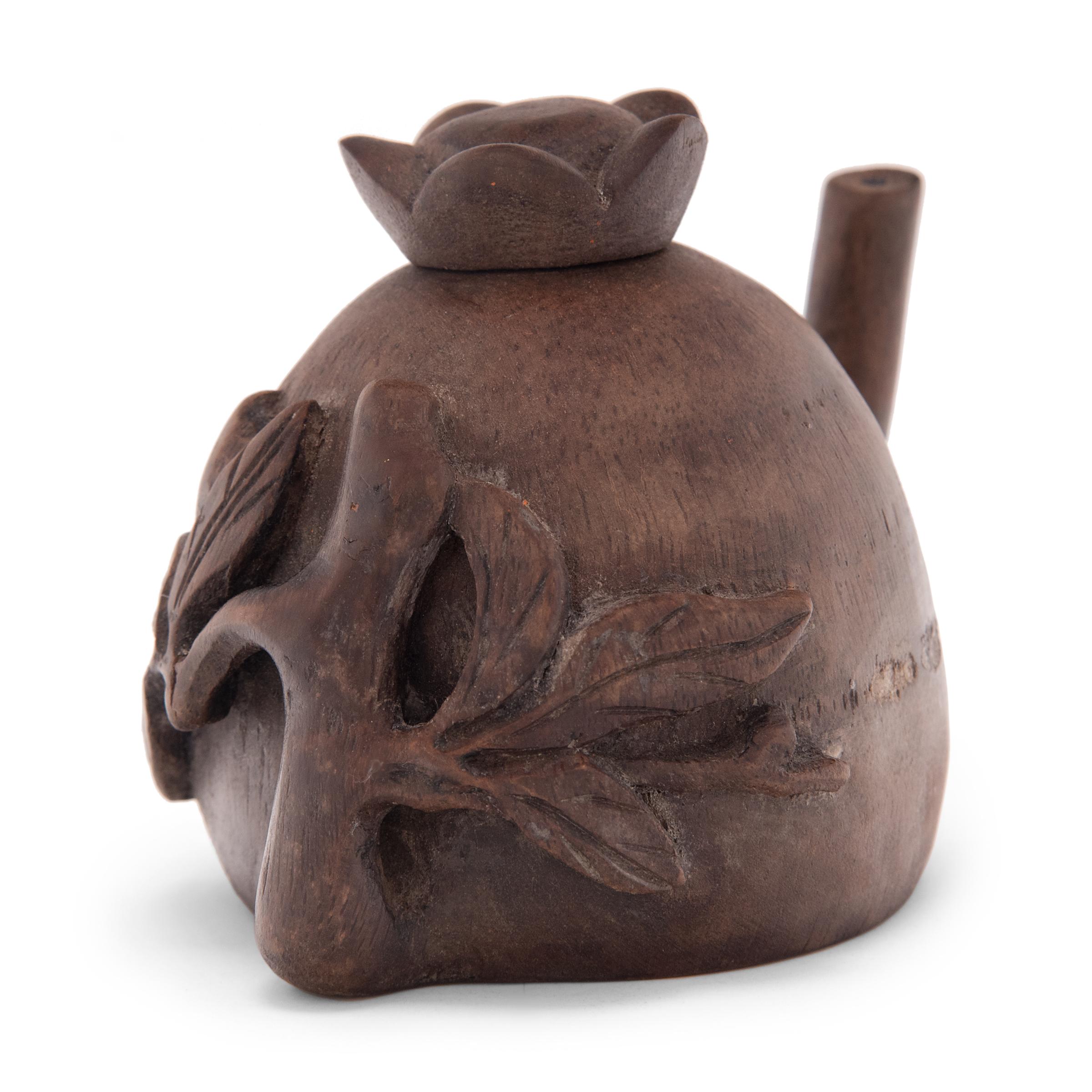 Qing Chinese Bamboo Pomegranate Teapot, c. 1900 For Sale