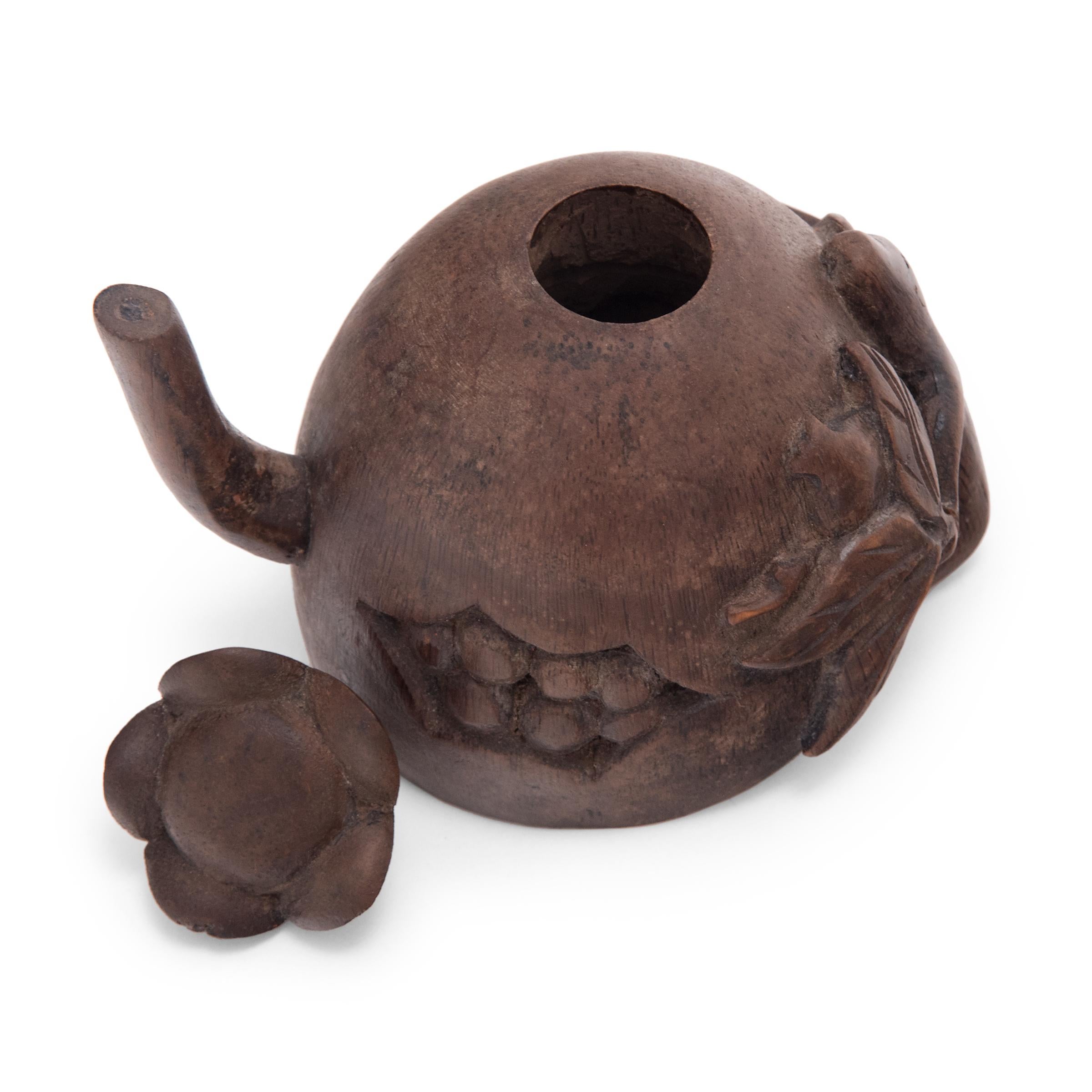 20th Century Chinese Bamboo Pomegranate Teapot, c. 1900 For Sale