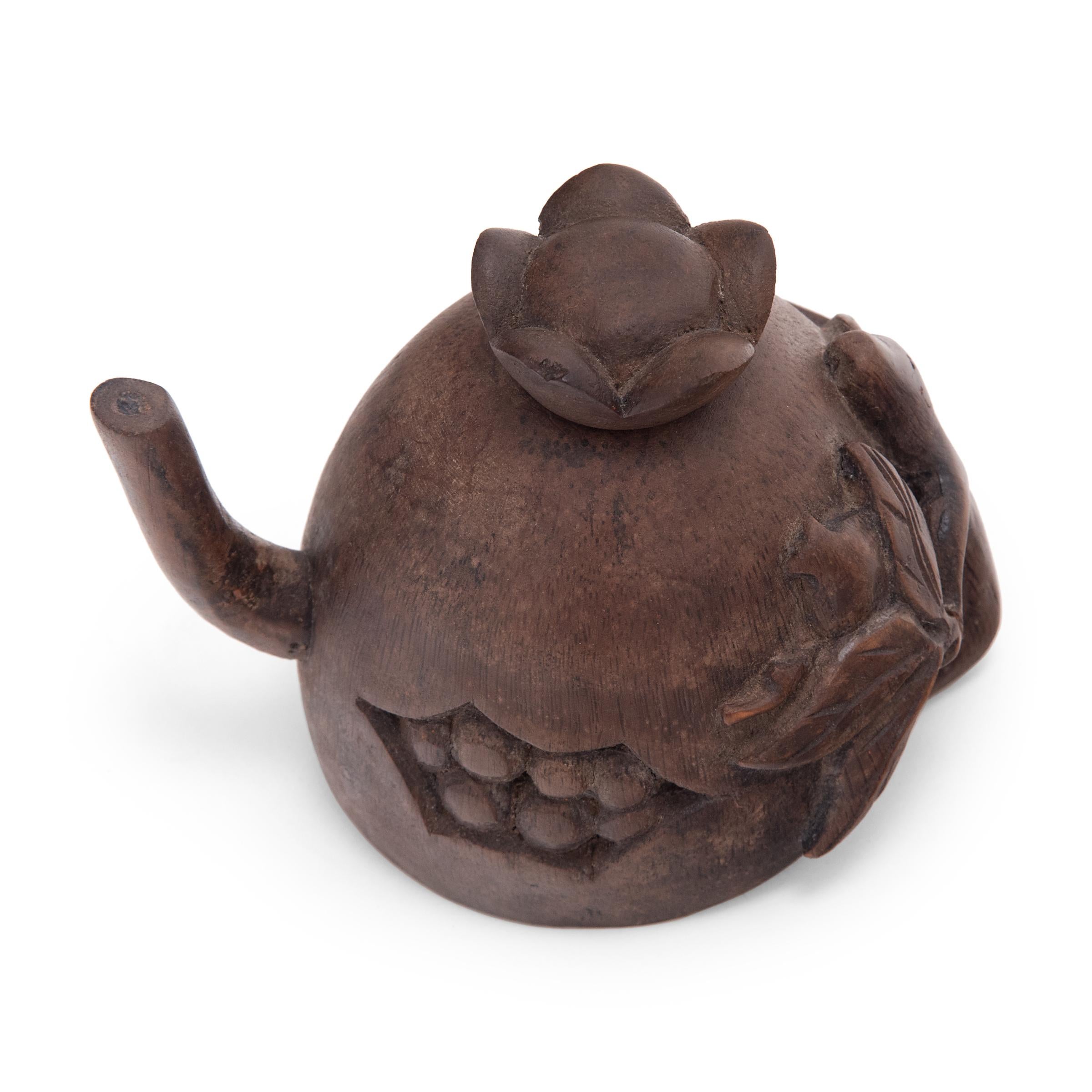 Chinese Bamboo Pomegranate Teapot, c. 1900 For Sale 1