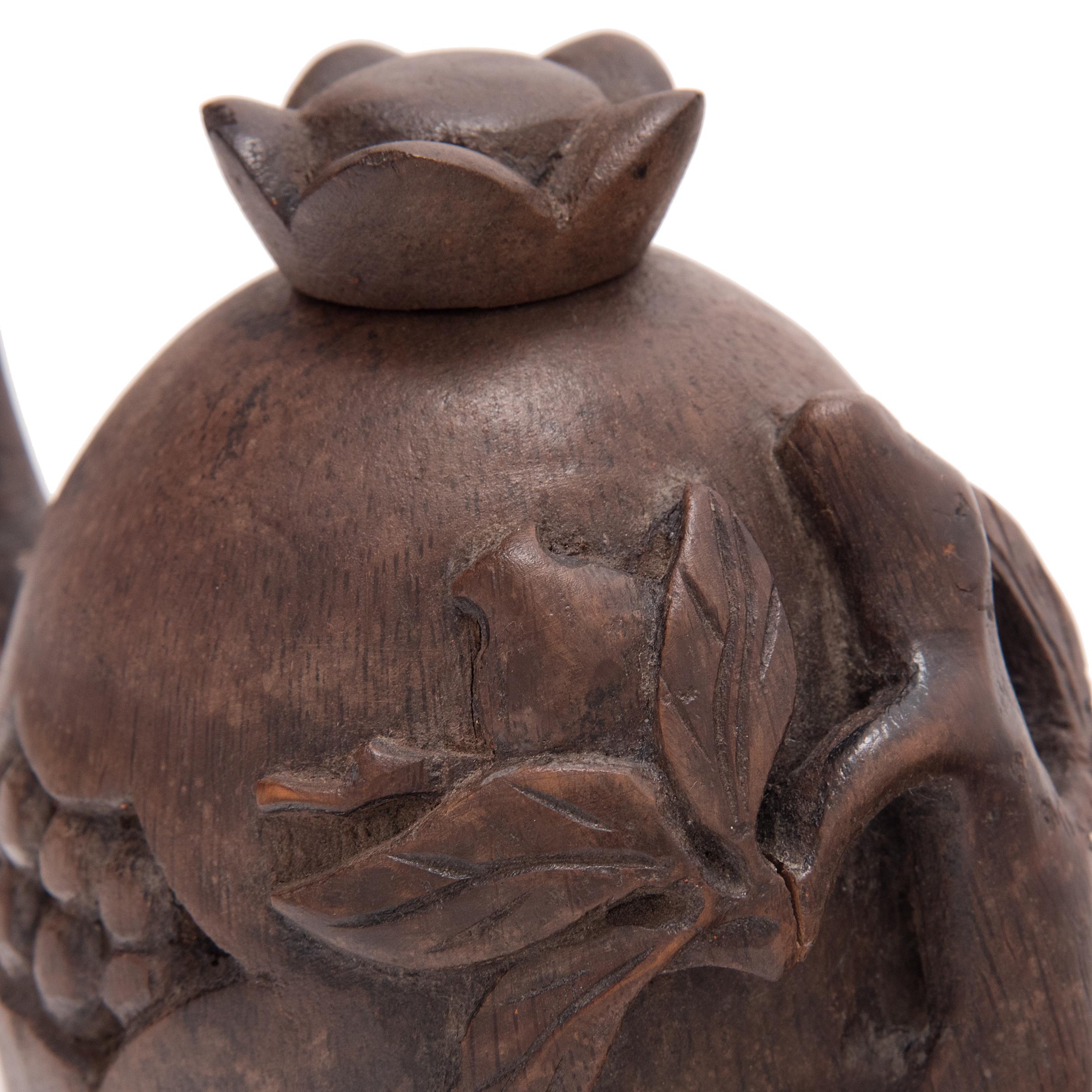 Chinese Bamboo Pomegranate Teapot, c. 1900 For Sale 3