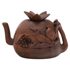 Antique Chinese Bamboo Pomegranate Teapot, c. 1900