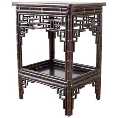 Chinese Bamboo Rattan Lacquered Two-Tier Centre Table