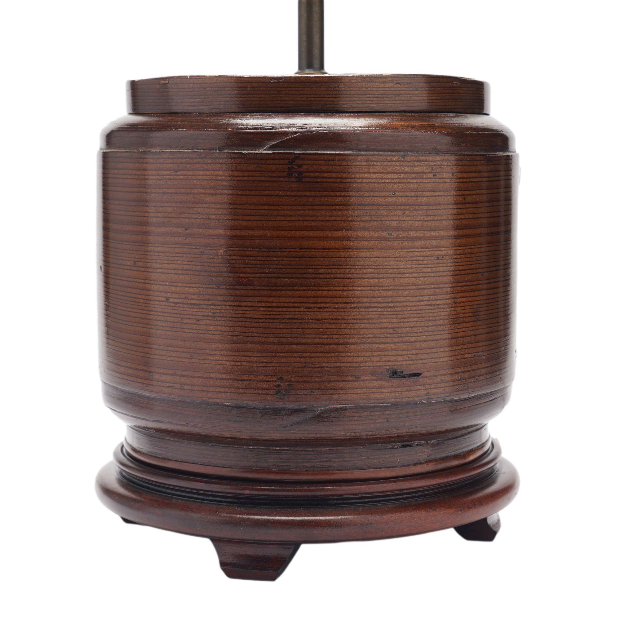 Chinese bamboo rice box fitted as a lamp base, c. 1900 For Sale 2
