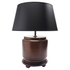 Chinese bamboo rice box fitted as a lamp base, c. 1900