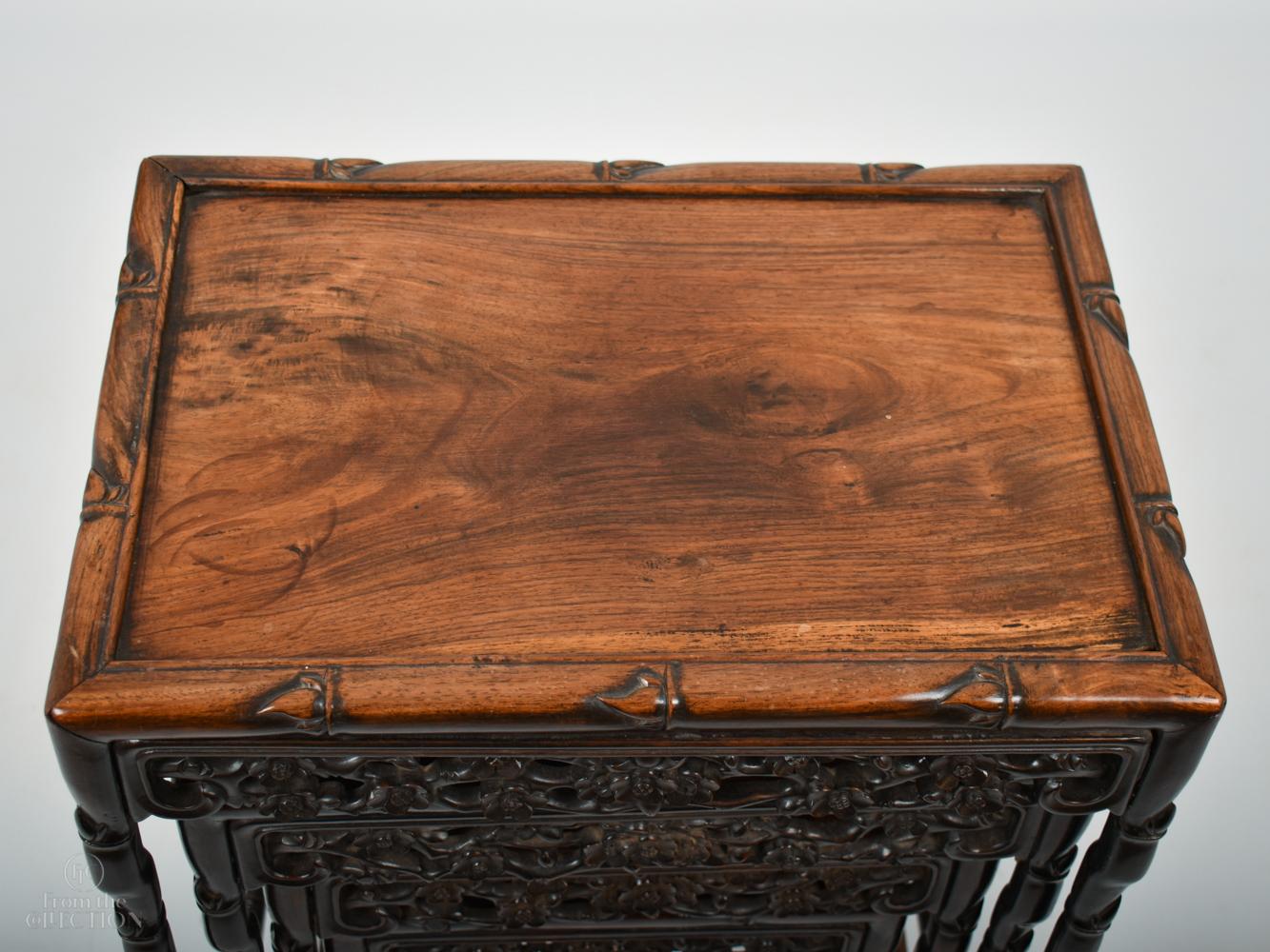 Early 20th Century Chinese Bamboo Style Nest of Tables circa 1900 For Sale