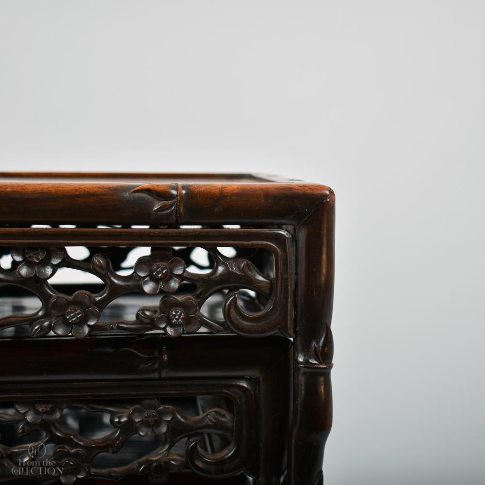 Rosewood Chinese Bamboo Style Nest of Tables circa 1900 For Sale