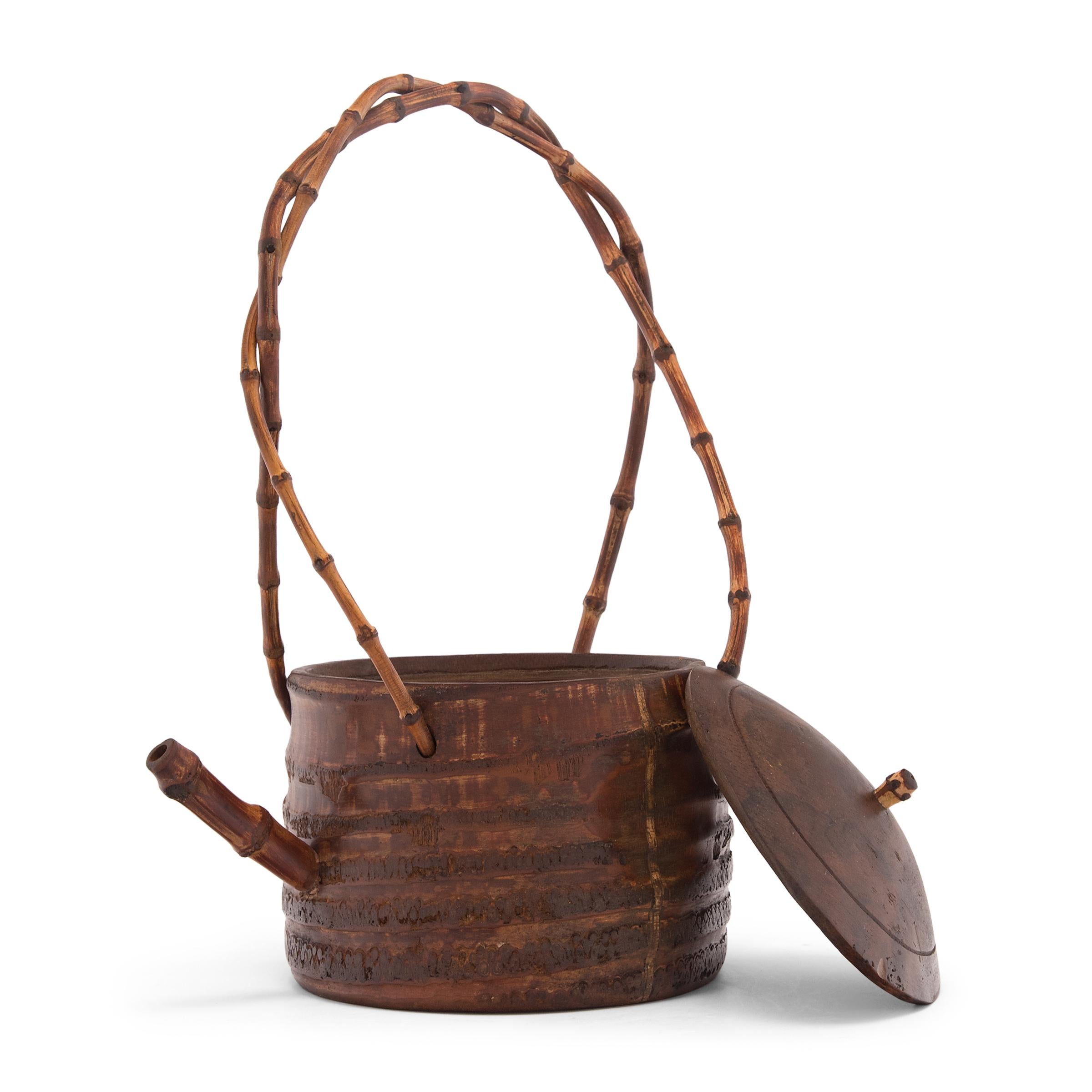 Chinese Bamboo Teapot with Arched Handle, c. 1900 In Good Condition In Chicago, IL