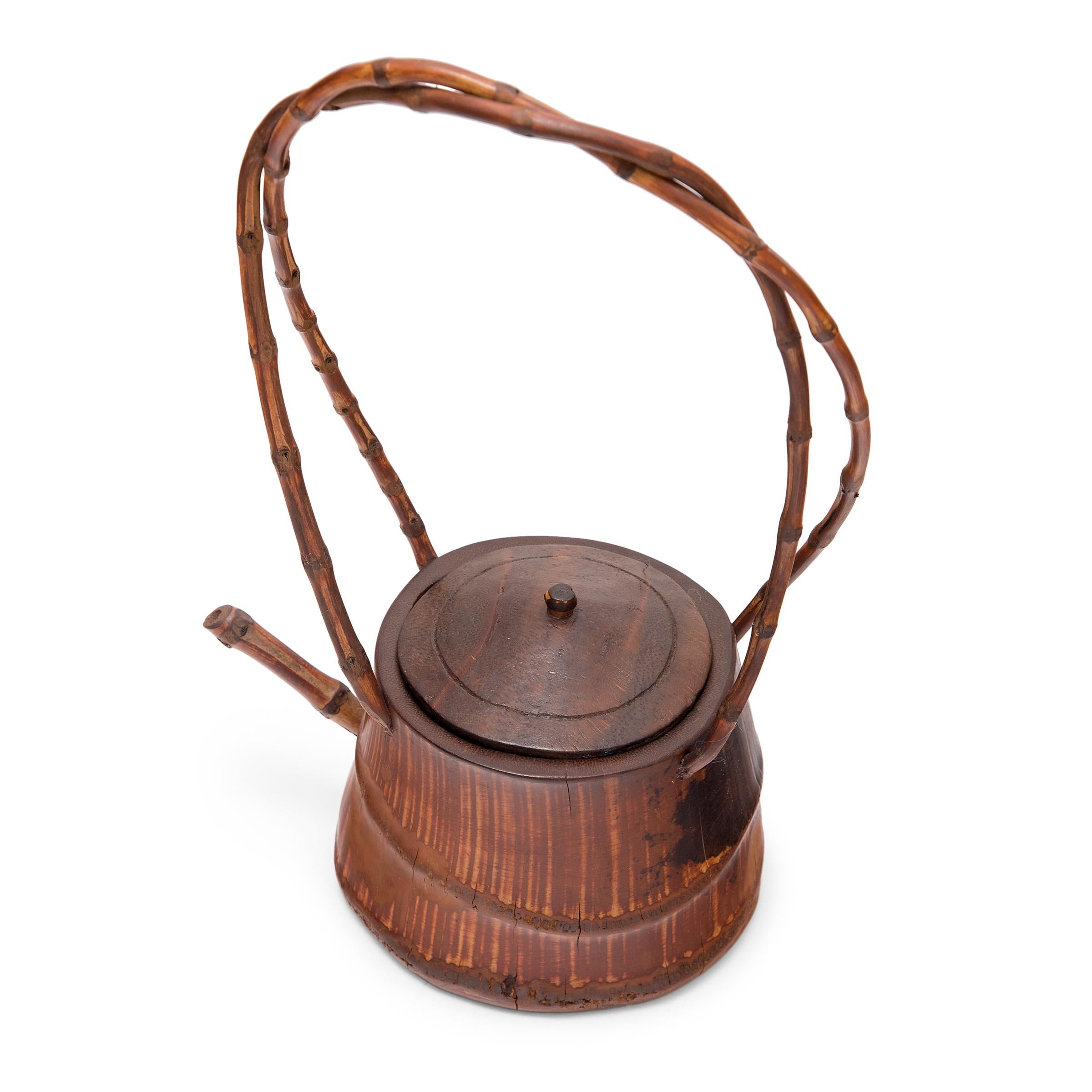 Chinese Bamboo Teapot with Arched Handle, c. 1900 In Good Condition In Chicago, IL