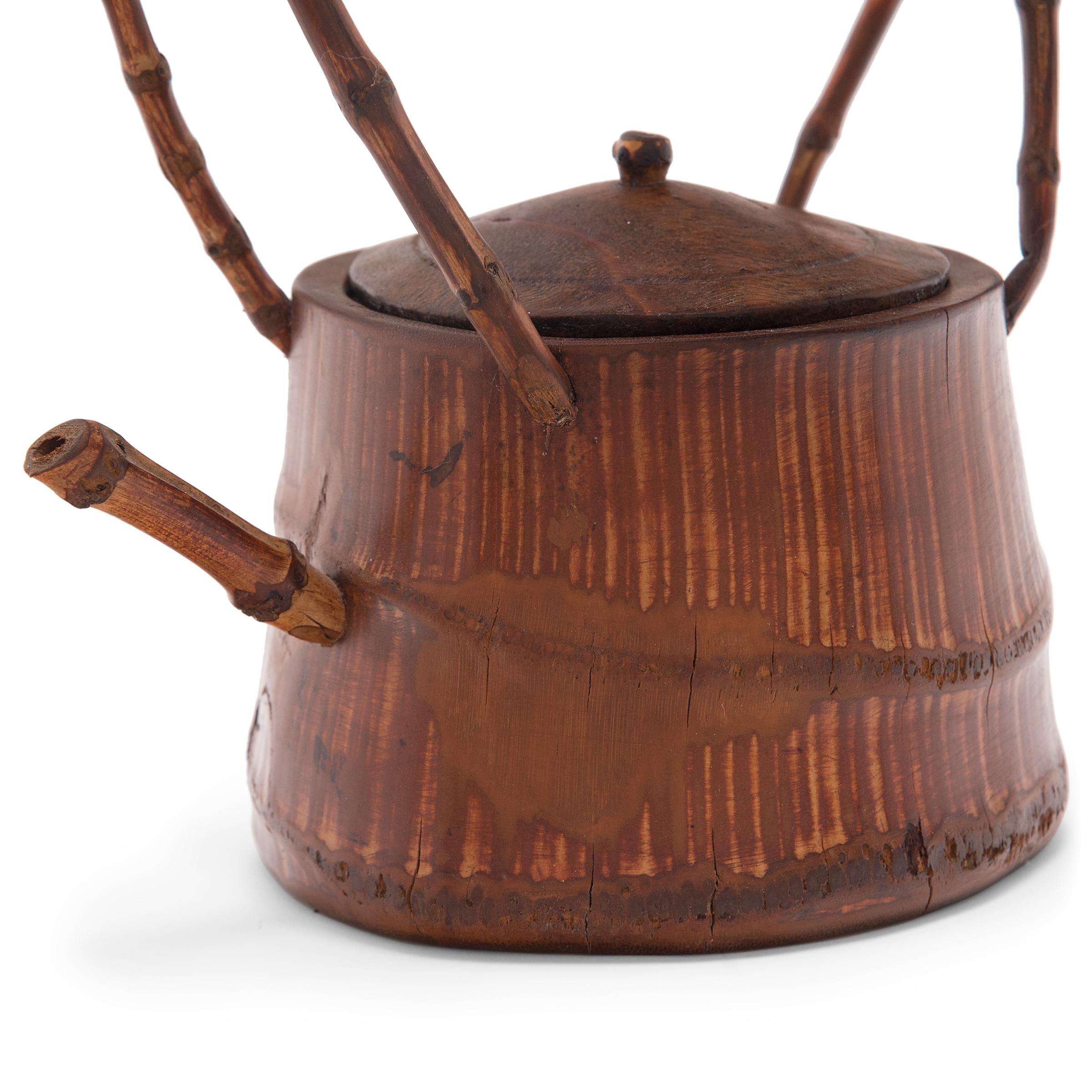 20th Century Chinese Bamboo Teapot with Arched Handle, c. 1900