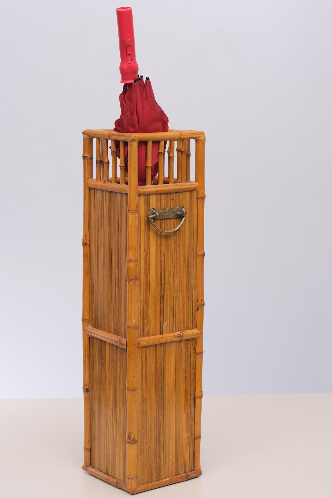Chinese Chippendale Chinese Bamboo Umbrella Stand, 1960s For Sale