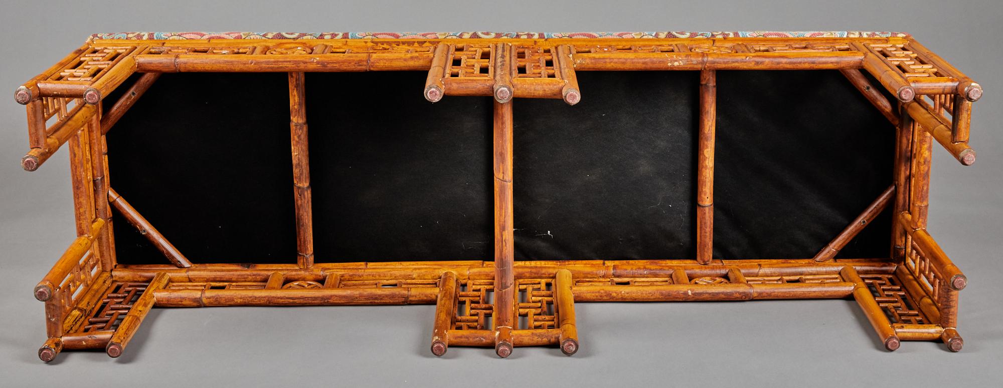 Chinese Bamboo Upholstered Bench For Sale 5