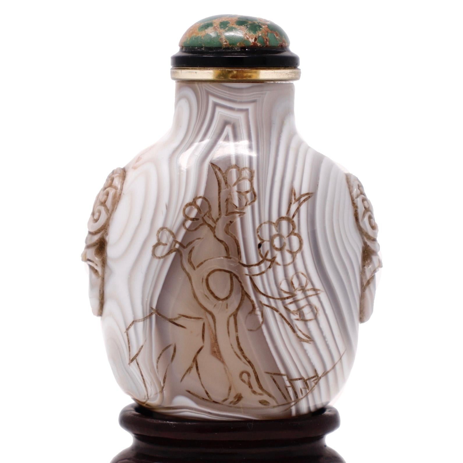 19th Century Chinese Banded Agate Snuff Bottle