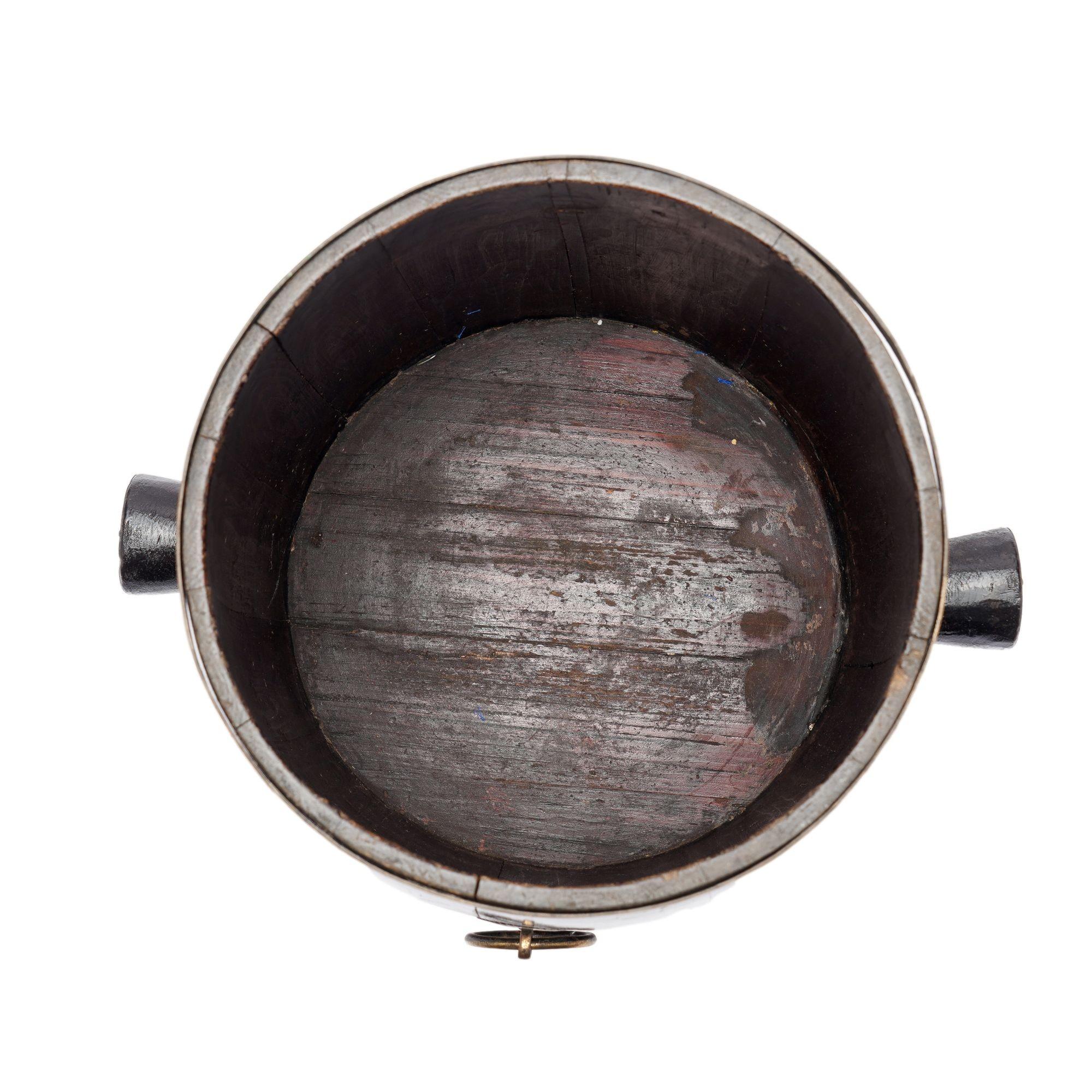 Chinese barrel form brass bound stave constructed grain measure, c. 1915 For Sale 7