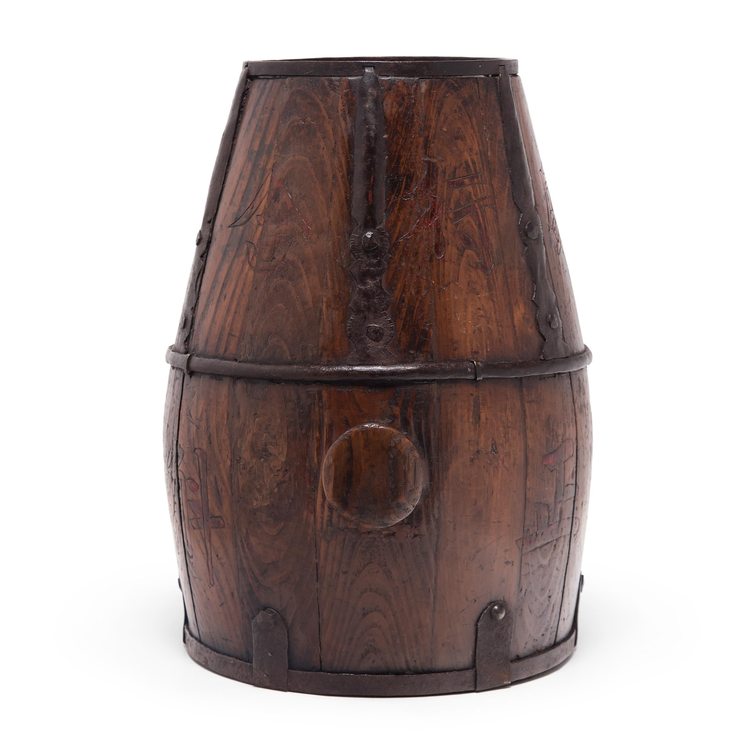 Rustic Chinese Barrel-Form Grain Container, c. 1900
