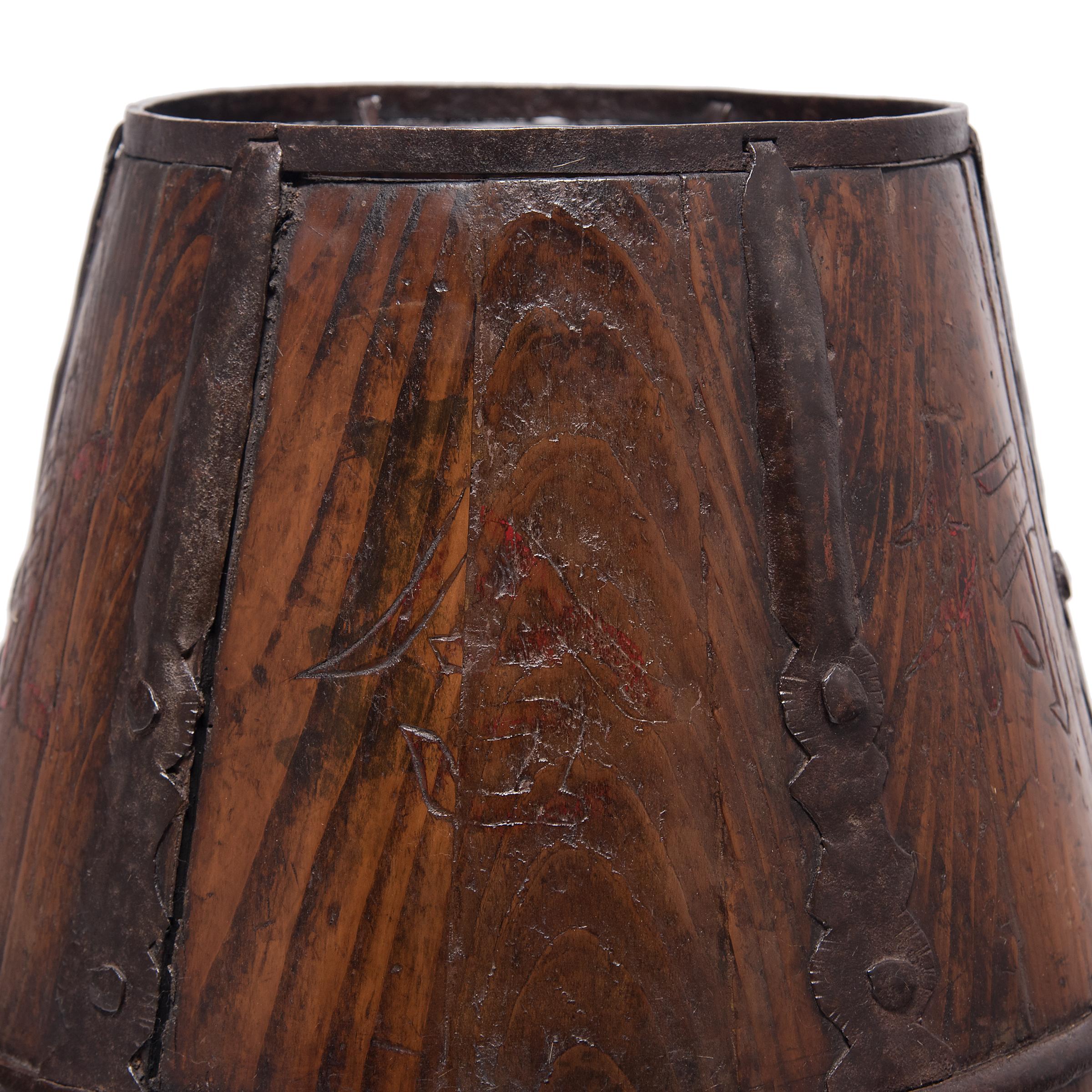 Pine Chinese Barrel-Form Grain Container, c. 1900