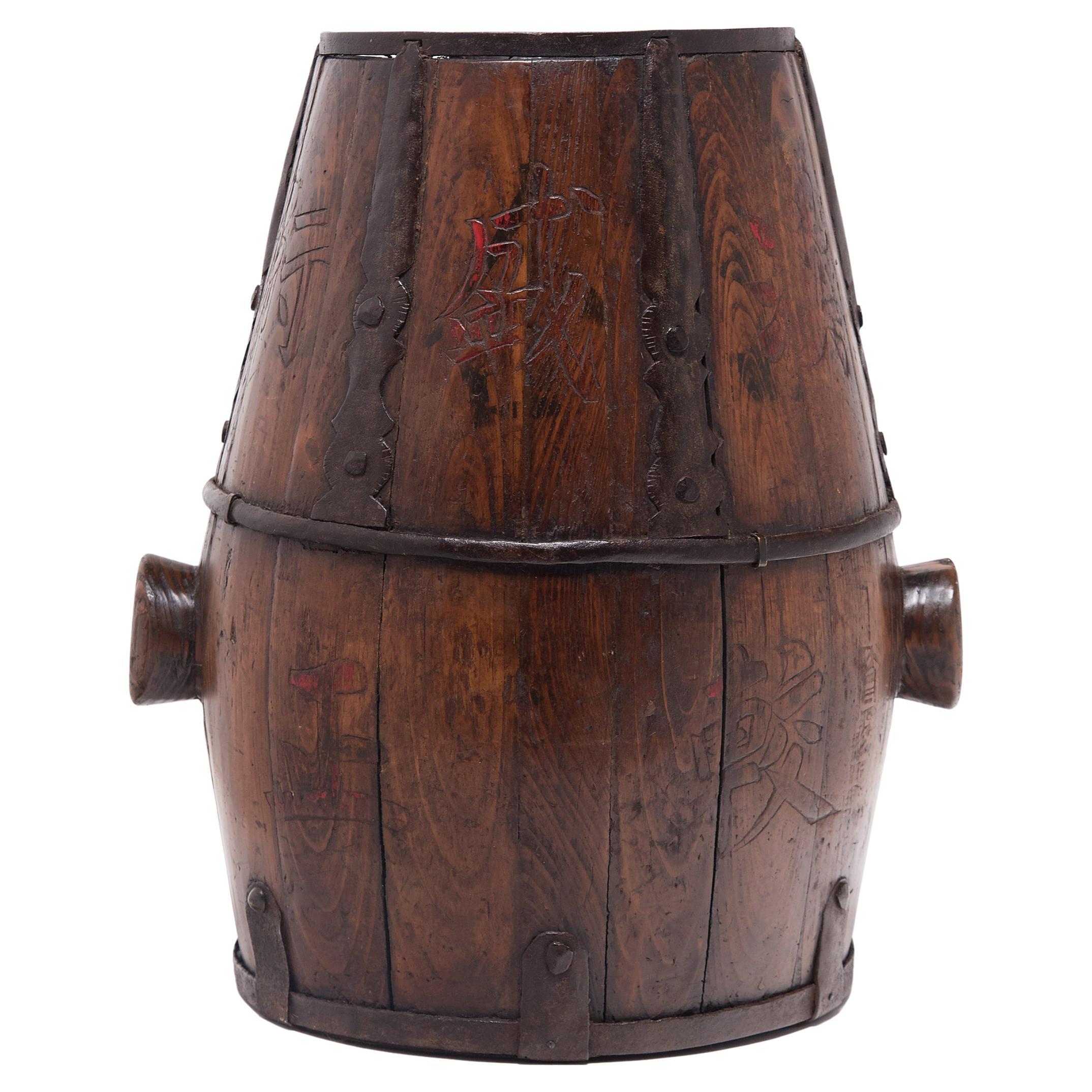 Chinese Barrel-Form Grain Container, c. 1900