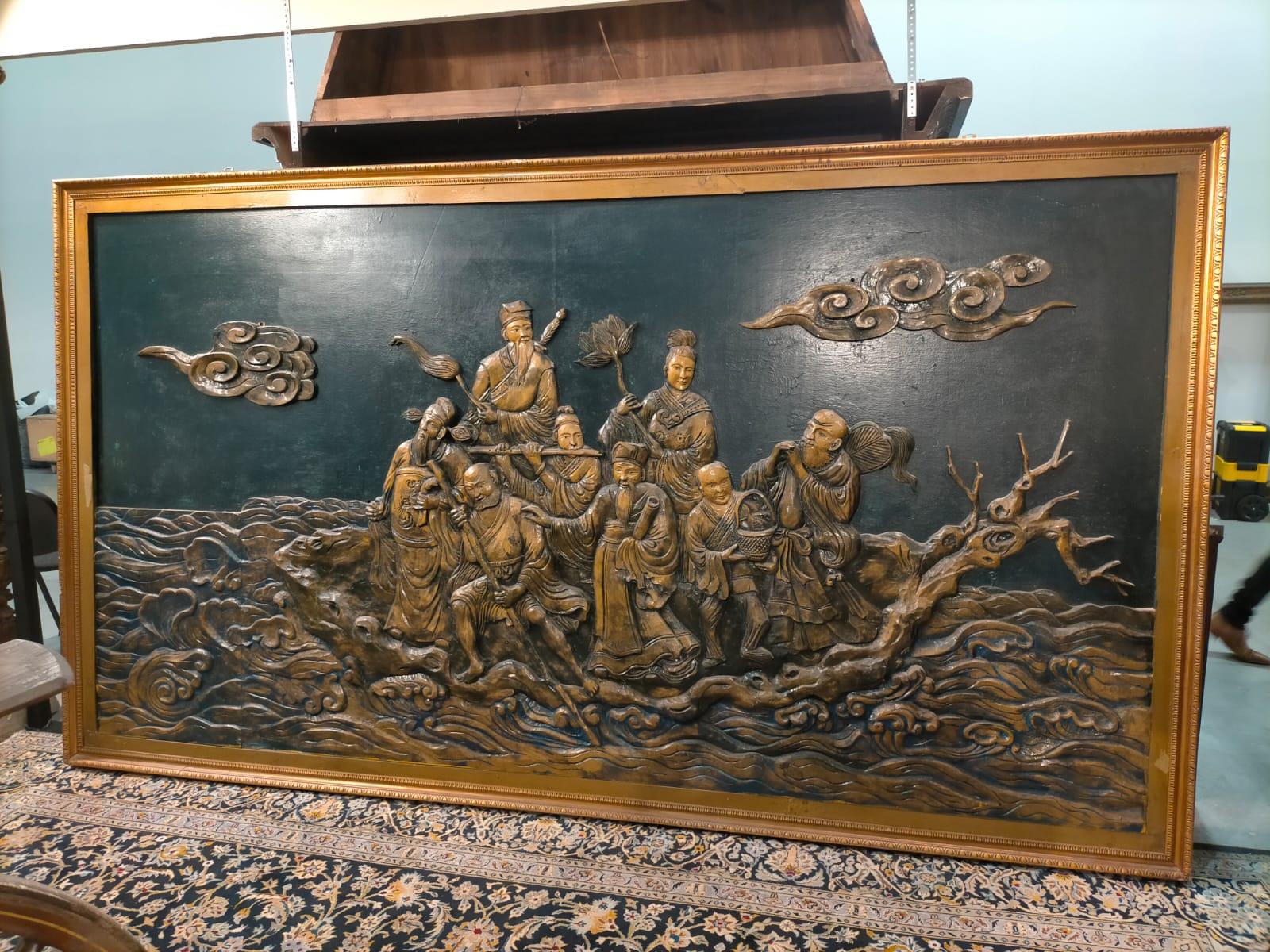 Bas-relief chinois représentant les huit immortels et la « chute des mers »
Bas-relief représentant LES HUIT IMMORTELS et la 