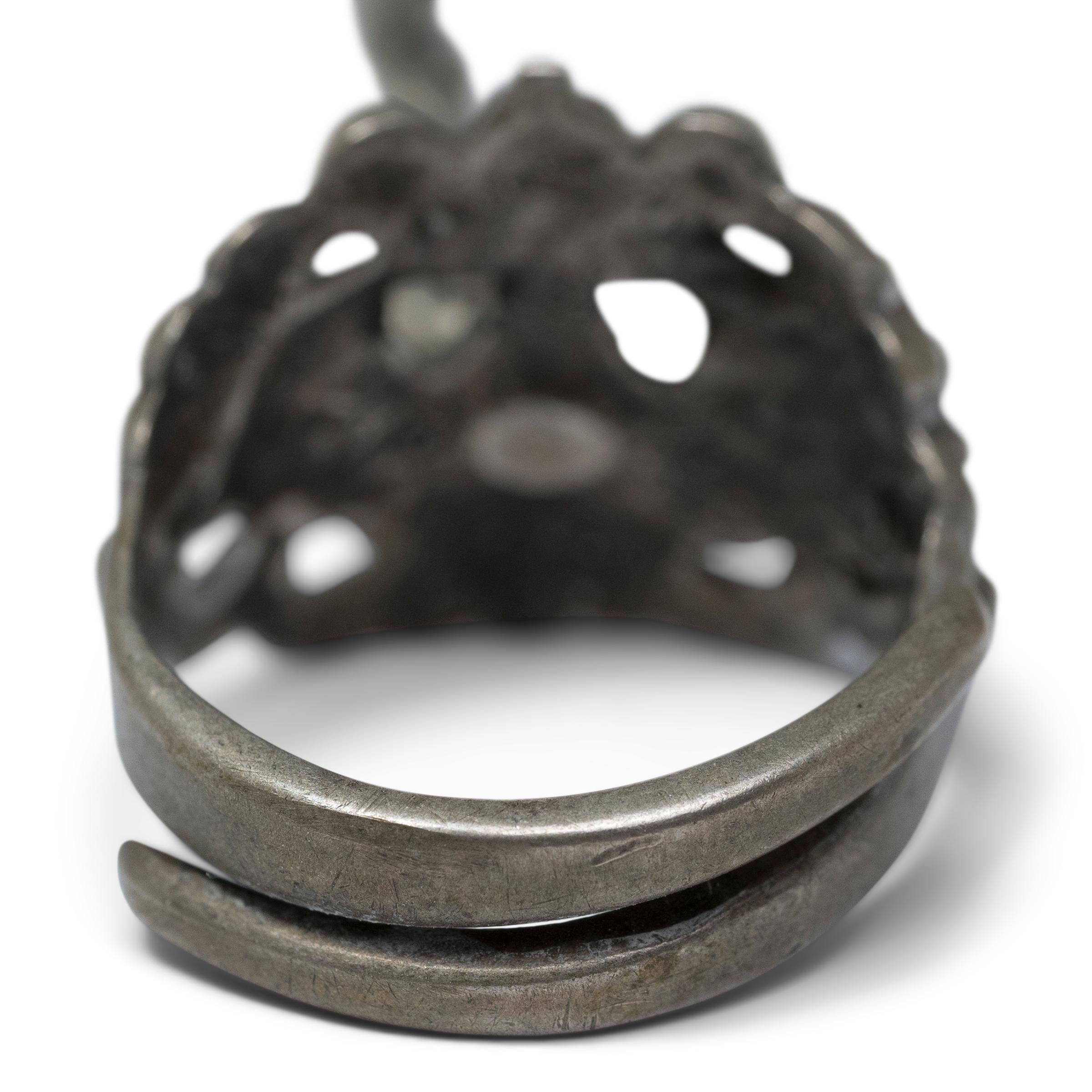 20th Century Chinese Bat and Peach Charm Ring, circa 1900 For Sale