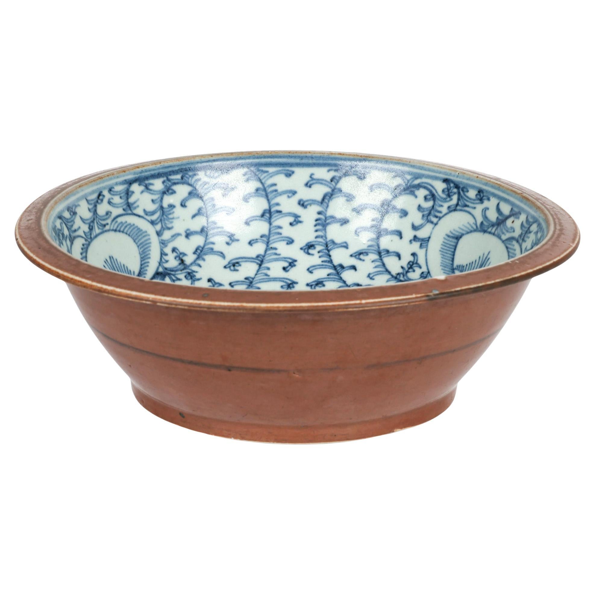Cuenco de porcelana china con motivos azules y blancos de Batavia