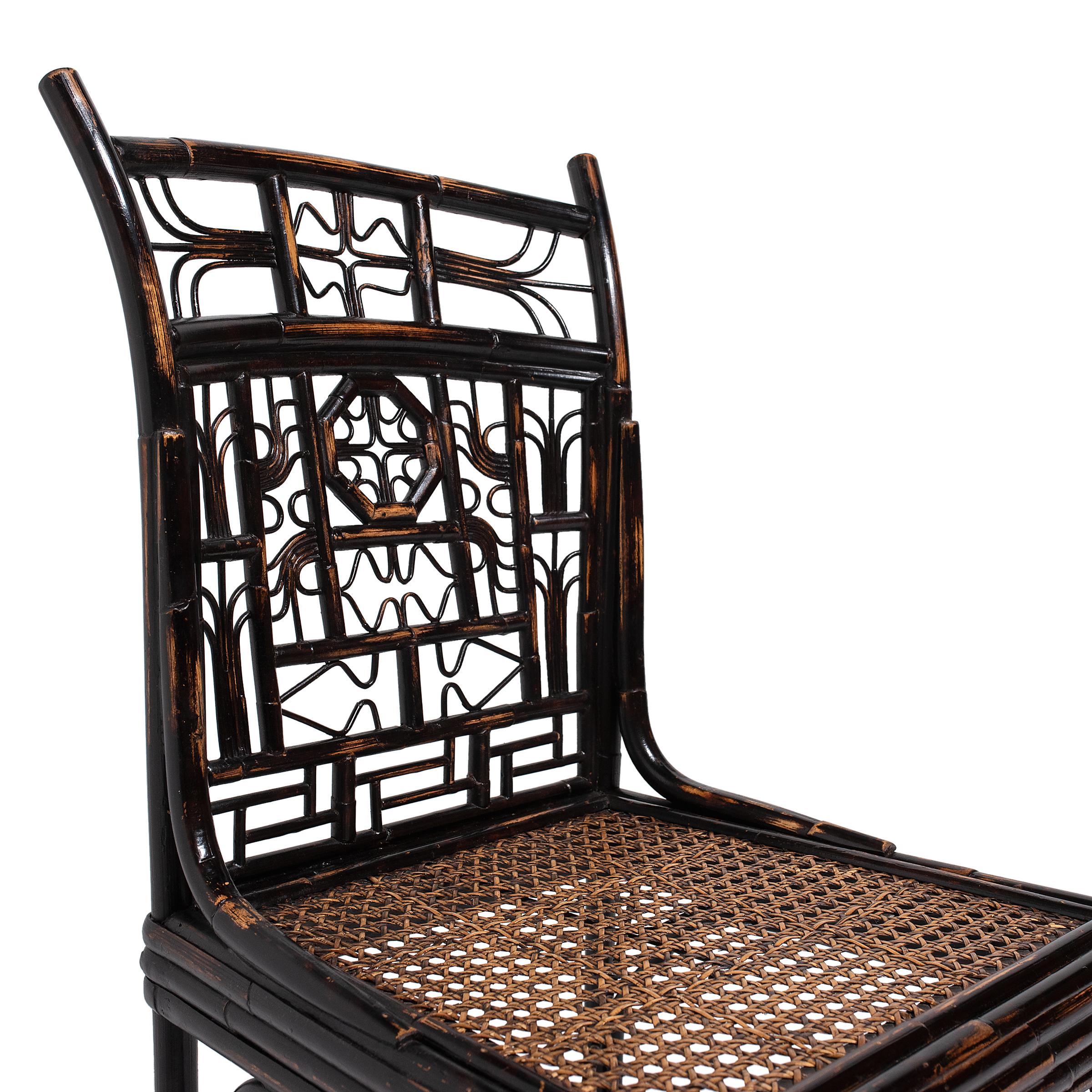 Chinese Bent Bamboo Dining Chair with Cane Seat, c. 1900 1
