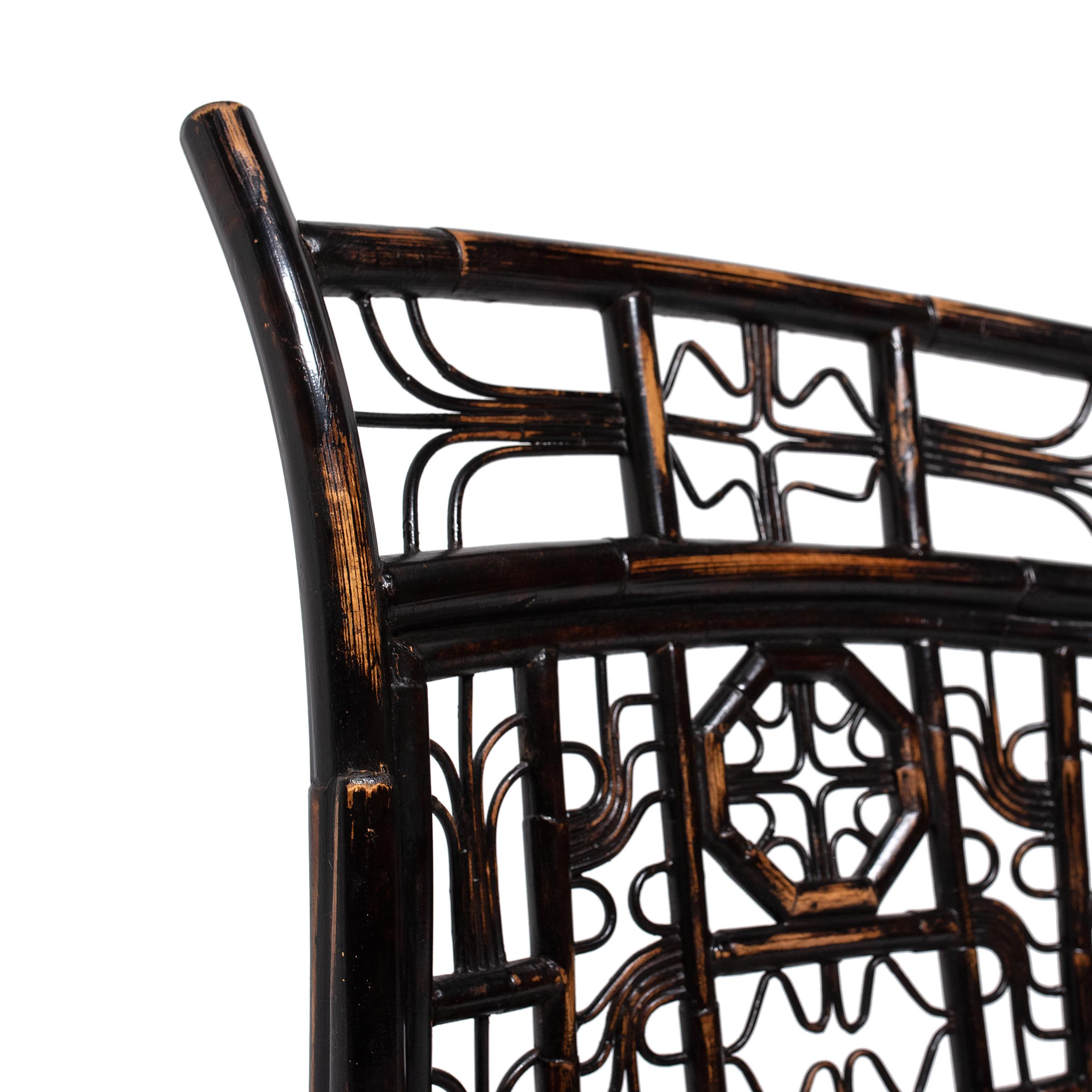 Chinese Bent Bamboo Dining Chair with Cane Seat, c. 1900 2