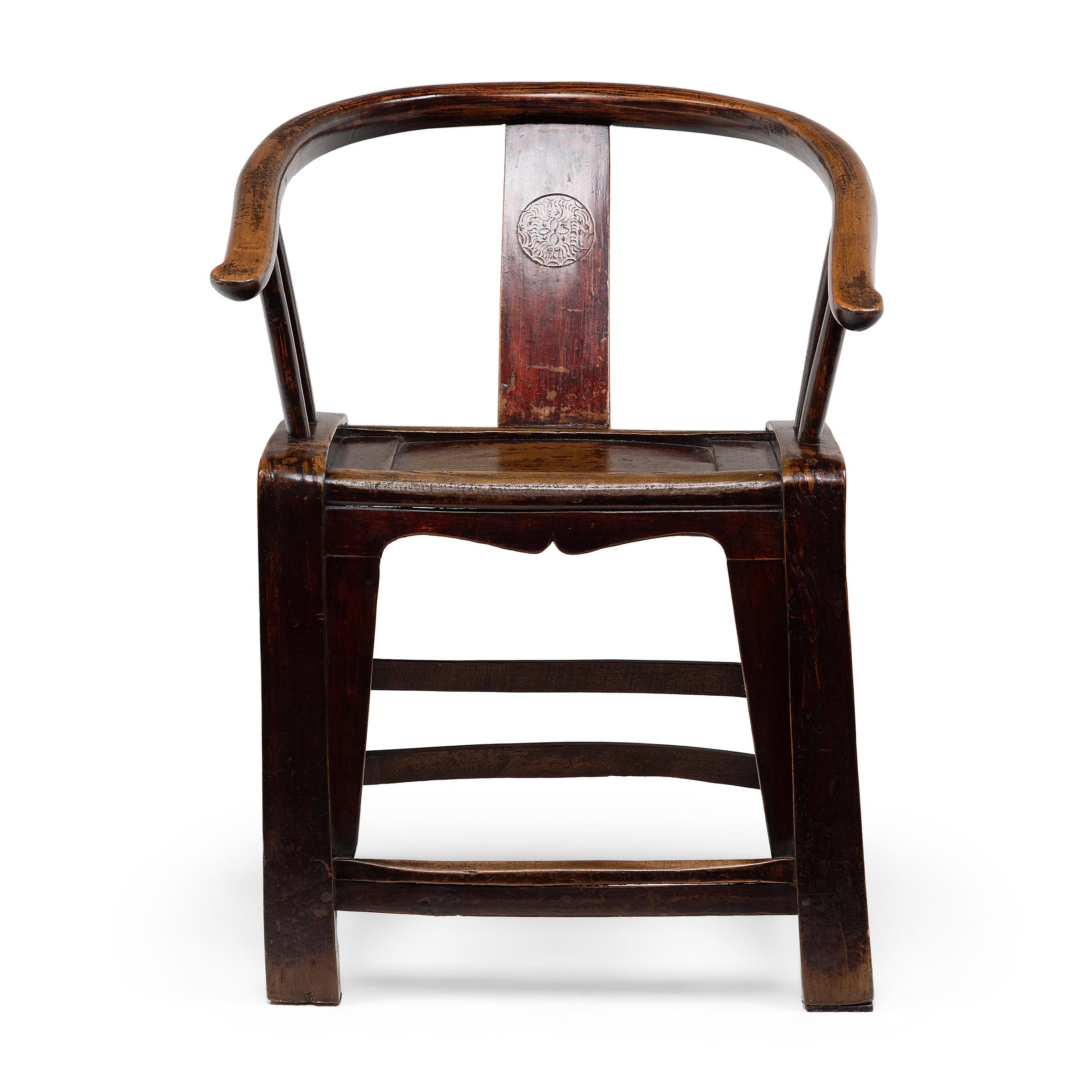 Chinesischer Bugholz-Sessel mit runder Lehne, um 1850 (Qing-Dynastie) im Angebot