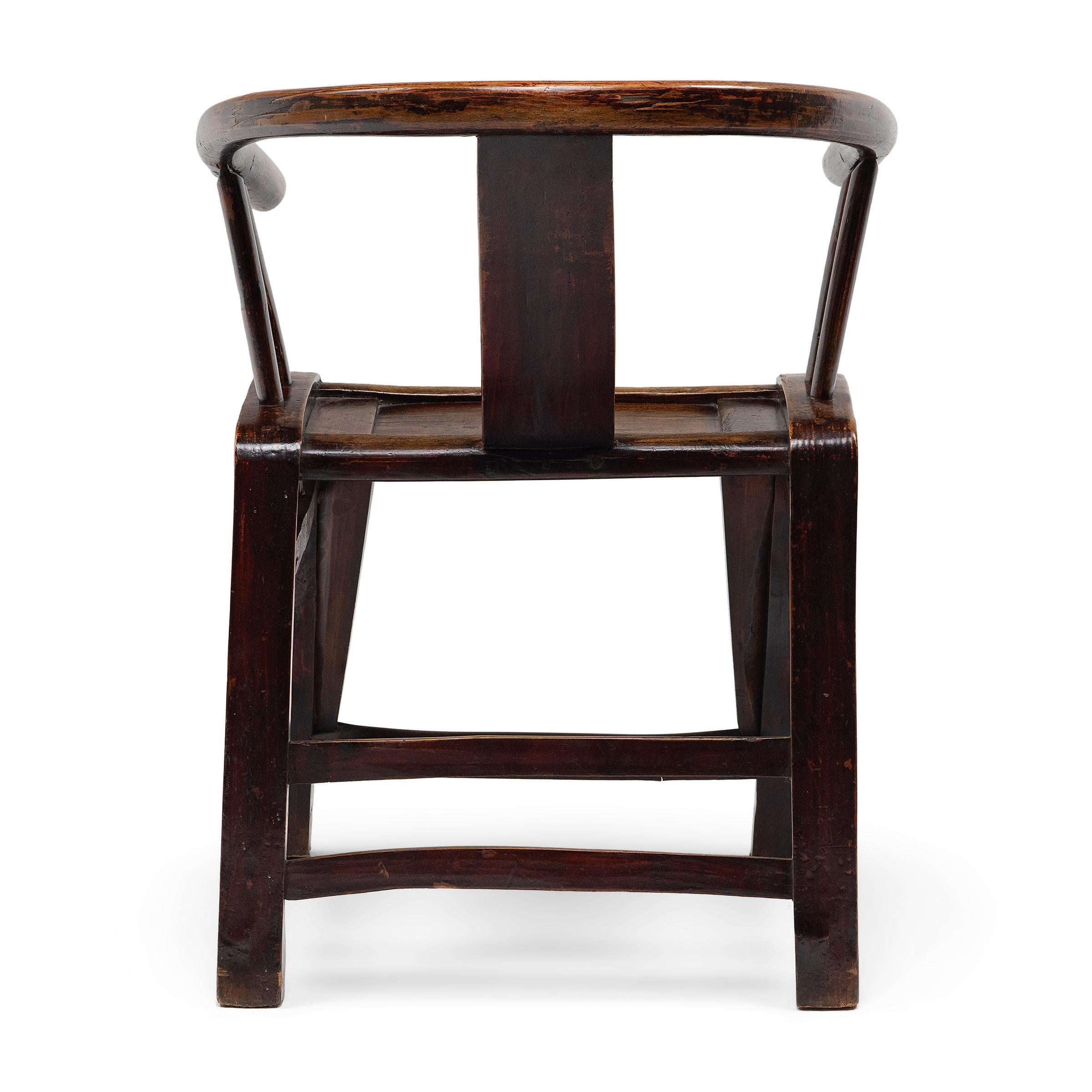 Chinesischer Bugholz-Sessel mit runder Lehne, um 1850 (Lackiert) im Angebot