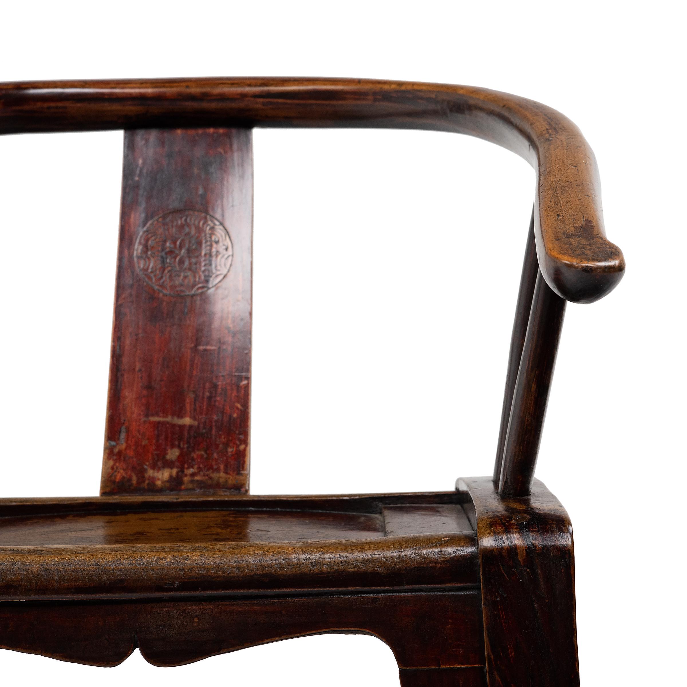 Chinesischer Bugholz-Sessel mit runder Lehne, um 1850 (19. Jahrhundert) im Angebot